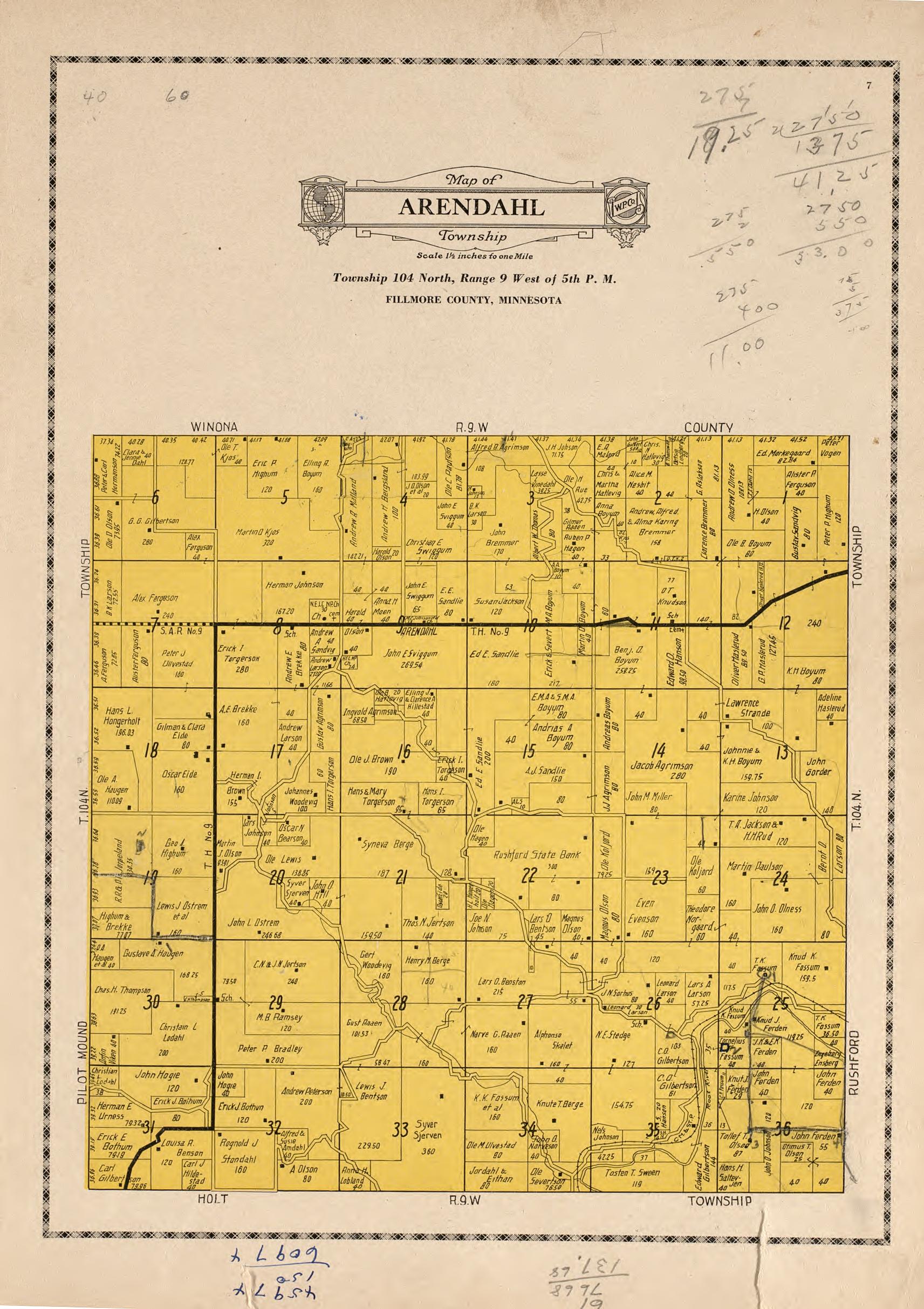 Arendahl Township from Atlas and Farmers&