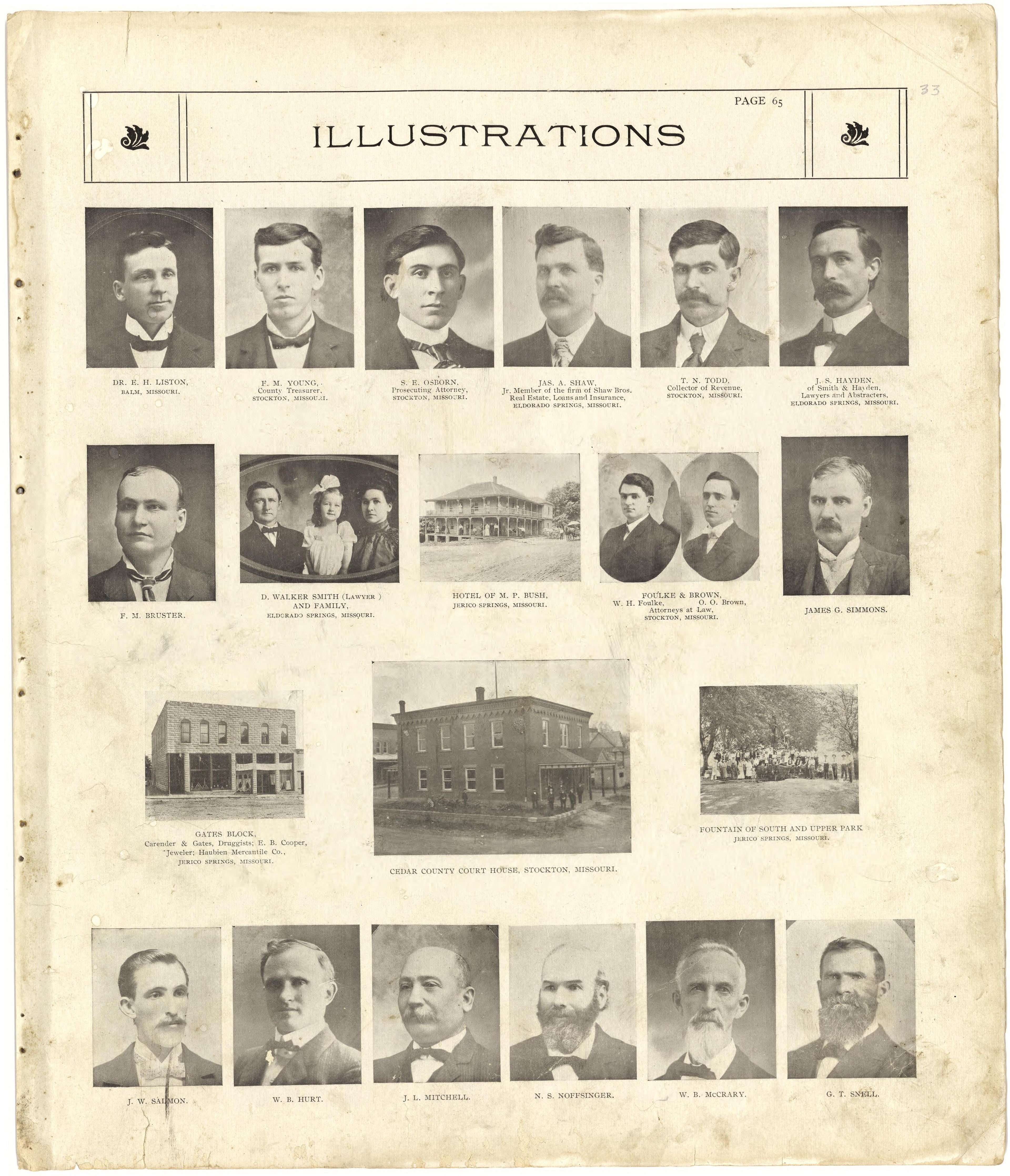 Illustrations from Standard Atlas of Cedar County, Missouri : Including a Plat Book of the Villages, Cities and Townships of the County, Map of the State, United States and World, Patrons Directory, Reference Business … 1908 by Relic Map Company