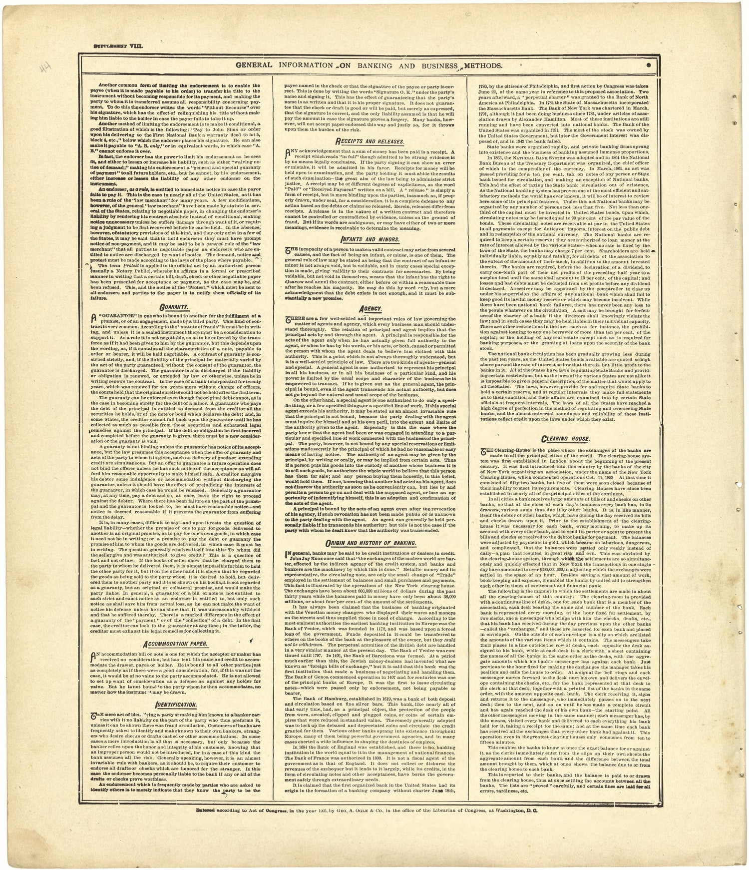 General Information On Banking and Business Methods Continued from Standard Atlas of Cedar County, Missouri : Including a Plat Book of the Villages, Cities and Townships of the County, Map of the State, United States and World, Patrons Directory, Refe... by Relic Map Company