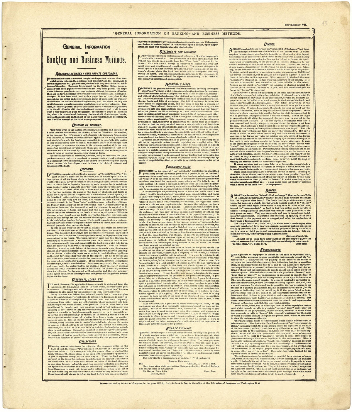 General Information On Banking and Business Methods from Standard Atlas of Cedar County, Missouri : Including a Plat Book of the Villages, Cities and Townships of the County, Map of the State, United States and World, Patrons Directory, Reference Busi... by Relic Map Company