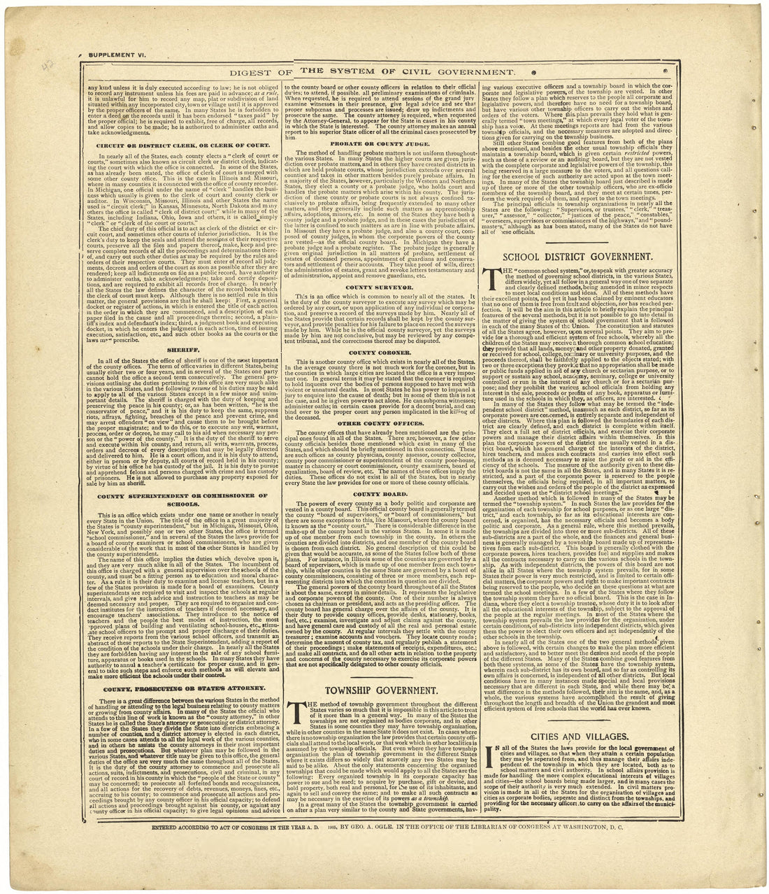 Digest of the System of Civil Government Continued from Standard Atlas of Cedar County, Missouri : Including a Plat Book of the Villages, Cities and Townships of the County, Map of the State, United States and World, Patrons Directory, Reference Busin... by Relic Map Company