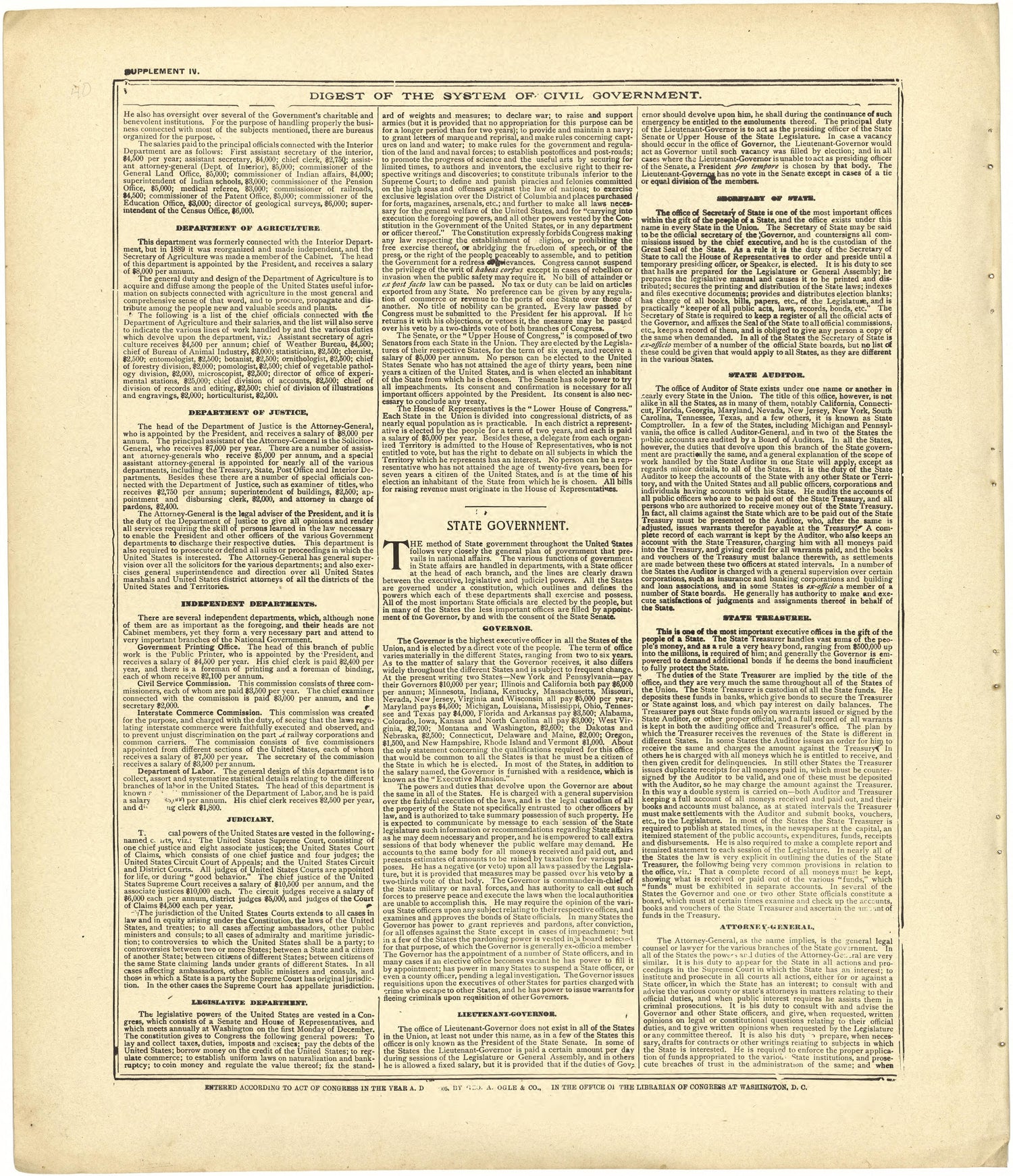 Digest of the System of Civil Government Continued from Standard Atlas of Cedar County, Missouri : Including a Plat Book of the Villages, Cities and Townships of the County, Map of the State, United States and World, Patrons Directory, Reference Busin... by Relic Map Company