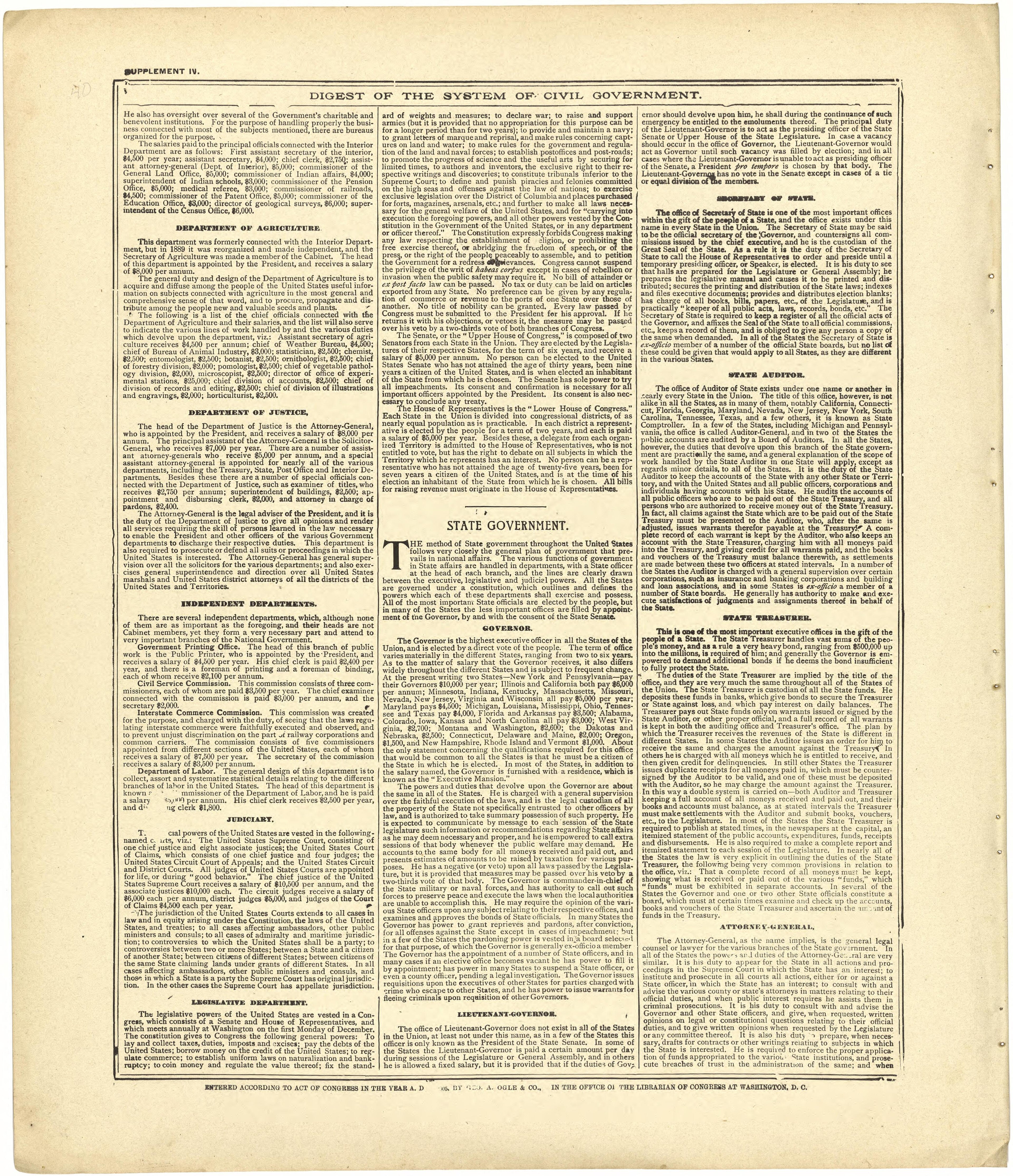Digest of the System of Civil Government Continued from Standard Atlas of Cedar County, Missouri : Including a Plat Book of the Villages, Cities and Townships of the County, Map of the State, United States and World, Patrons Directory, Reference Busin... by Relic Map Company