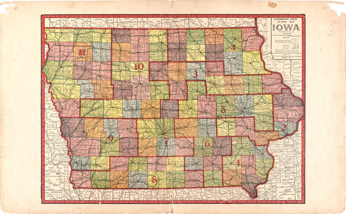 Map of Iowa from Atlas of Audubon County, Iowa : Containing Maps of Townships of the County, Maps of State, United States and World, Farmers Directory, Analysis of the System of U.S. Land Surveys 1921 by Relic Map Company