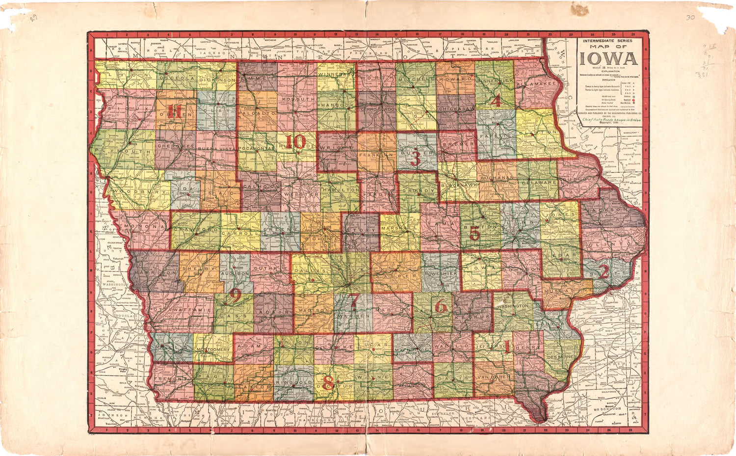 Map of Iowa from Atlas of Audubon County, Iowa : Containing Maps of Townships of the County, Maps of State, United States and World, Farmers Directory, Analysis of the System of U.S. Land Surveys 1921 by Relic Map Company