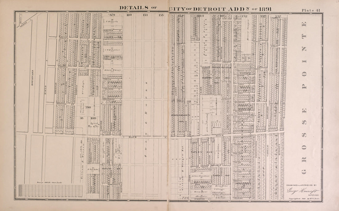 Details of City of Detroit Addition of 1891 - 2 from Detailed Official Atlas of Wayne County, Michigan : Containing General Maps of Wayne County and City of Detroit, General Township Maps ... : Also Detail Plats of All Recorded Subdivisions and Additi... by Relic Map Company
