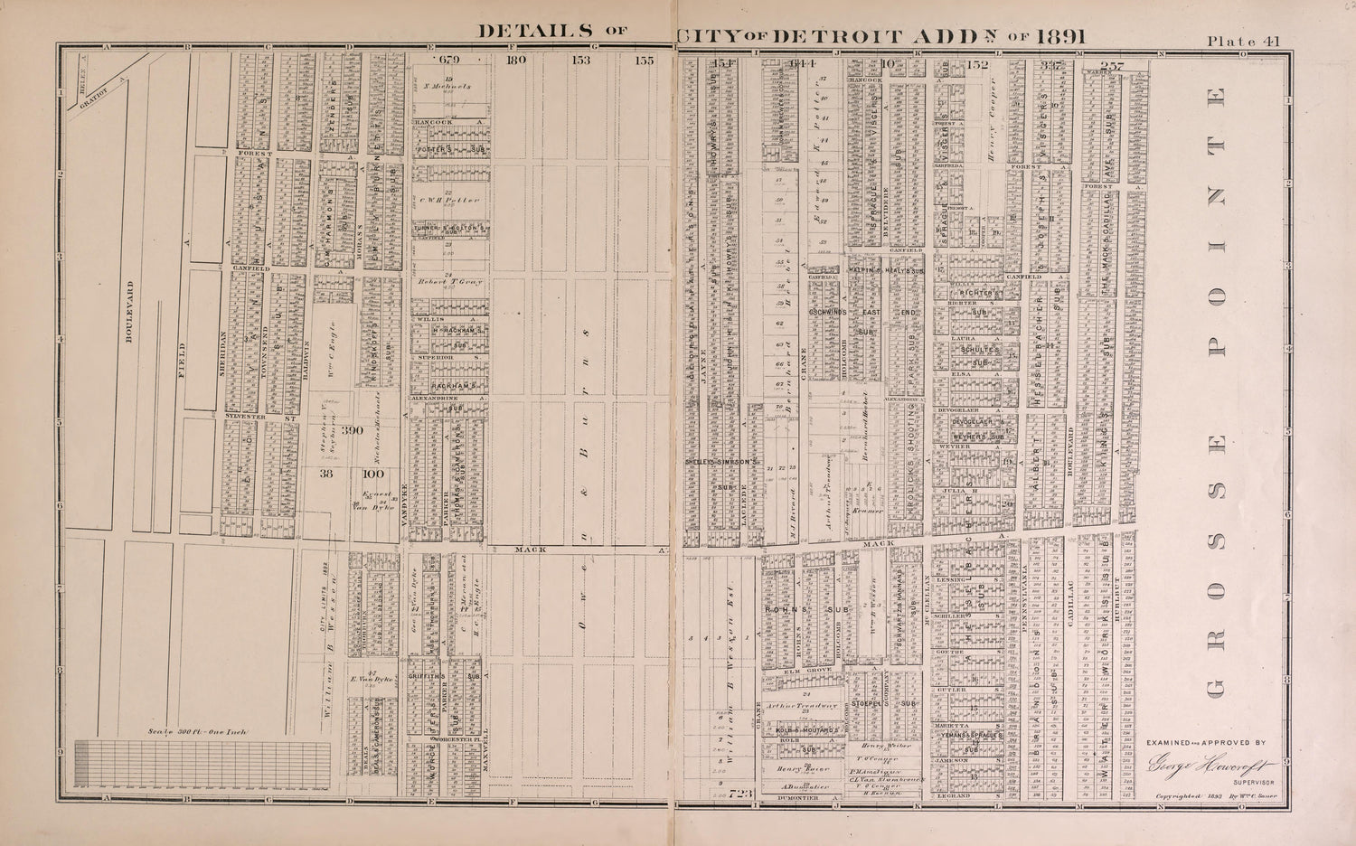 Details of City of Detroit Addition of 1891 - 2 from Detailed Official Atlas of Wayne County, Michigan : Containing General Maps of Wayne County and City of Detroit, General Township Maps ... : Also Detail Plats of All Recorded Subdivisions and Additi... by Relic Map Company