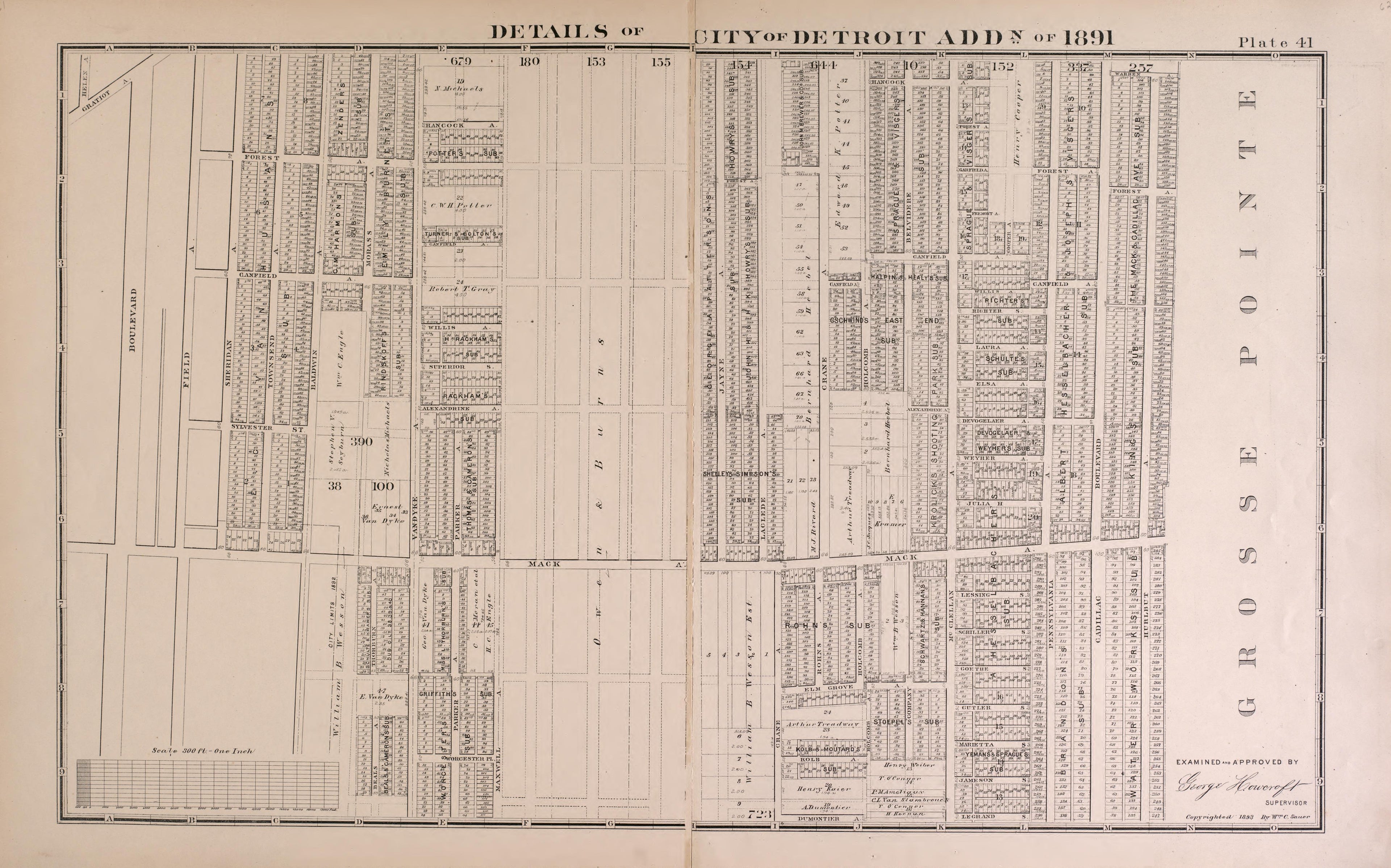 Details of City of Detroit Addition of 1891 - 2 from Detailed Official Atlas of Wayne County, Michigan : Containing General Maps of Wayne County and City of Detroit, General Township Maps ... : Also Detail Plats of All Recorded Subdivisions and Additi... by Relic Map Company