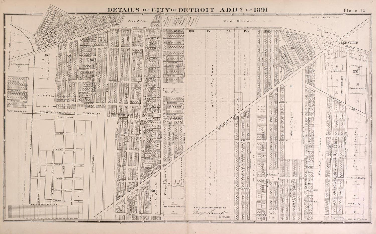 Details of City of Detroit Addition of 1891 - 3 from Detailed Official Atlas of Wayne County, Michigan : Containing General Maps of Wayne County and City of Detroit, General Township Maps ... : Also Detail Plats of All Recorded Subdivisions and Additi... by Relic Map Company