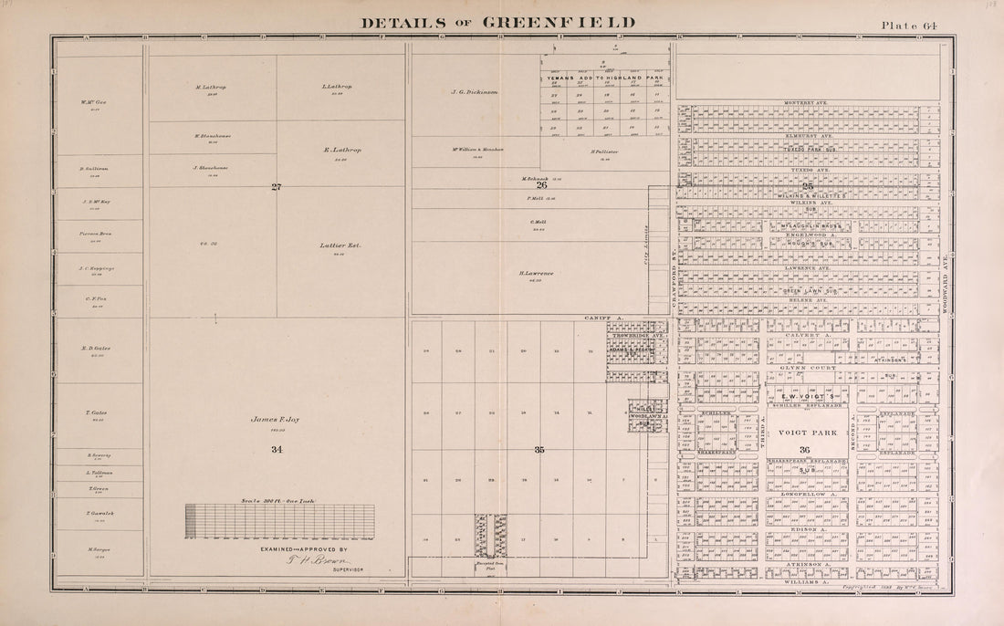 Details of Greenfield - 2 from Detailed Official Atlas of Wayne County, Michigan : Containing General Maps of Wayne County and City of Detroit, General Township Maps ... : Also Detail Plats of All Recorded Subdivisions and Additions … 1893 by Relic Map Company