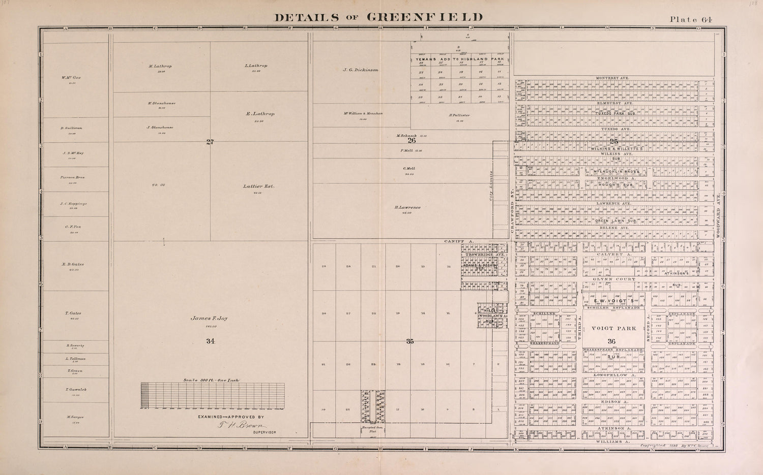 Details of Greenfield - 2 from Detailed Official Atlas of Wayne County, Michigan : Containing General Maps of Wayne County and City of Detroit, General Township Maps ... : Also Detail Plats of All Recorded Subdivisions and Additions … 1893 by Relic Map Company