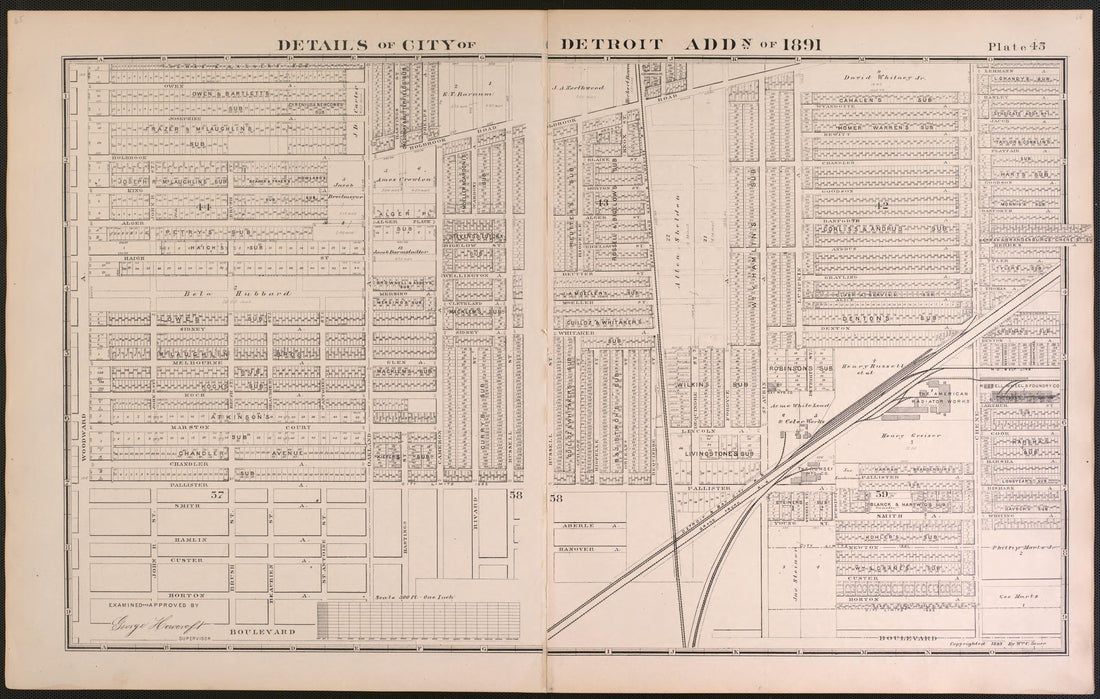 Details of City of Detroit Addition of 1891 - 4 from Detailed Official Atlas of Wayne County, Michigan : Containing General Maps of Wayne County and City of Detroit, General Township Maps ... : Also Detail Plats of All Recorded Subdivisions and Additi... by Relic Map Company