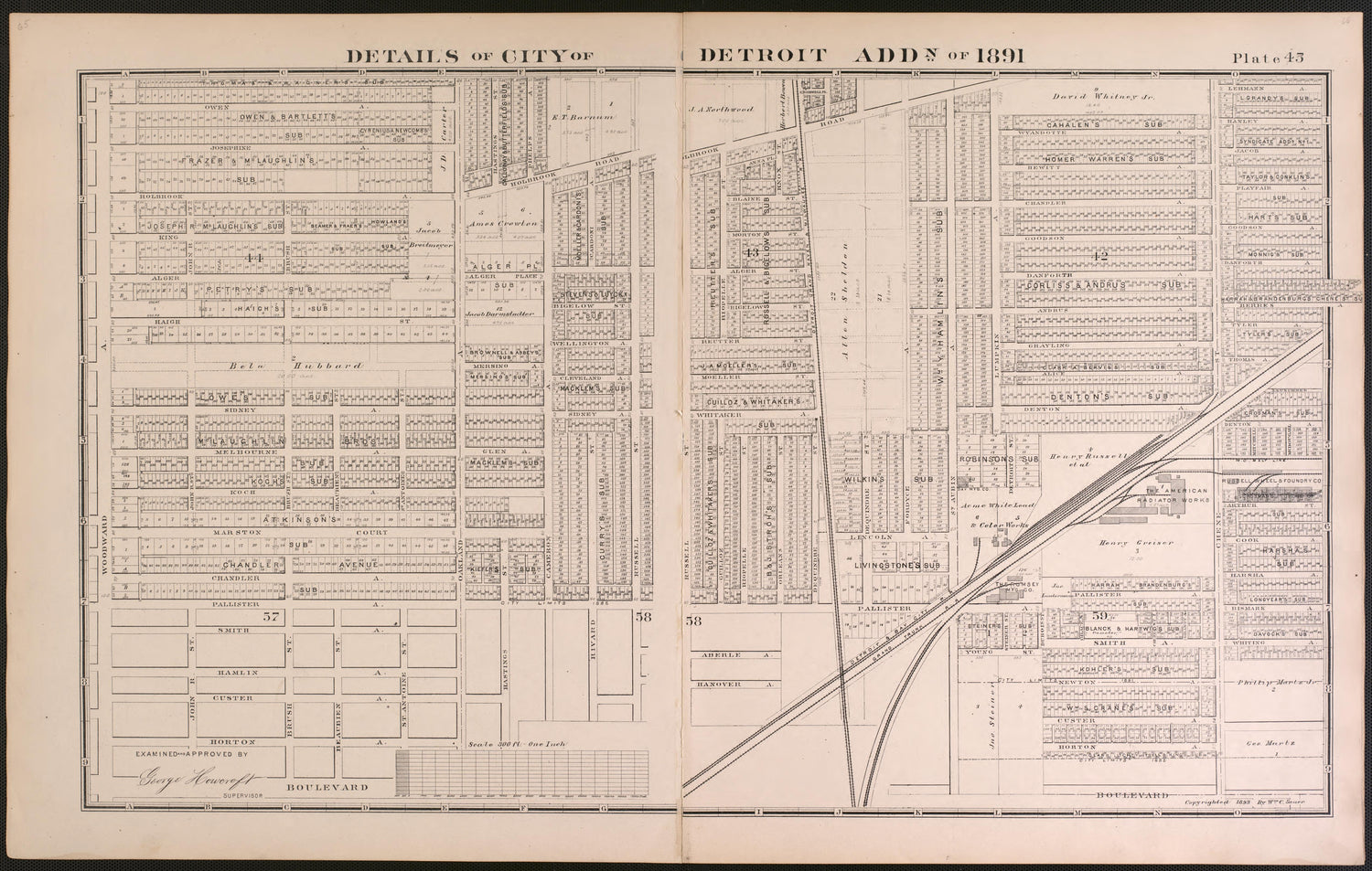 Details of City of Detroit Addition of 1891 - 4 from Detailed Official Atlas of Wayne County, Michigan : Containing General Maps of Wayne County and City of Detroit, General Township Maps ... : Also Detail Plats of All Recorded Subdivisions and Additi... by Relic Map Company