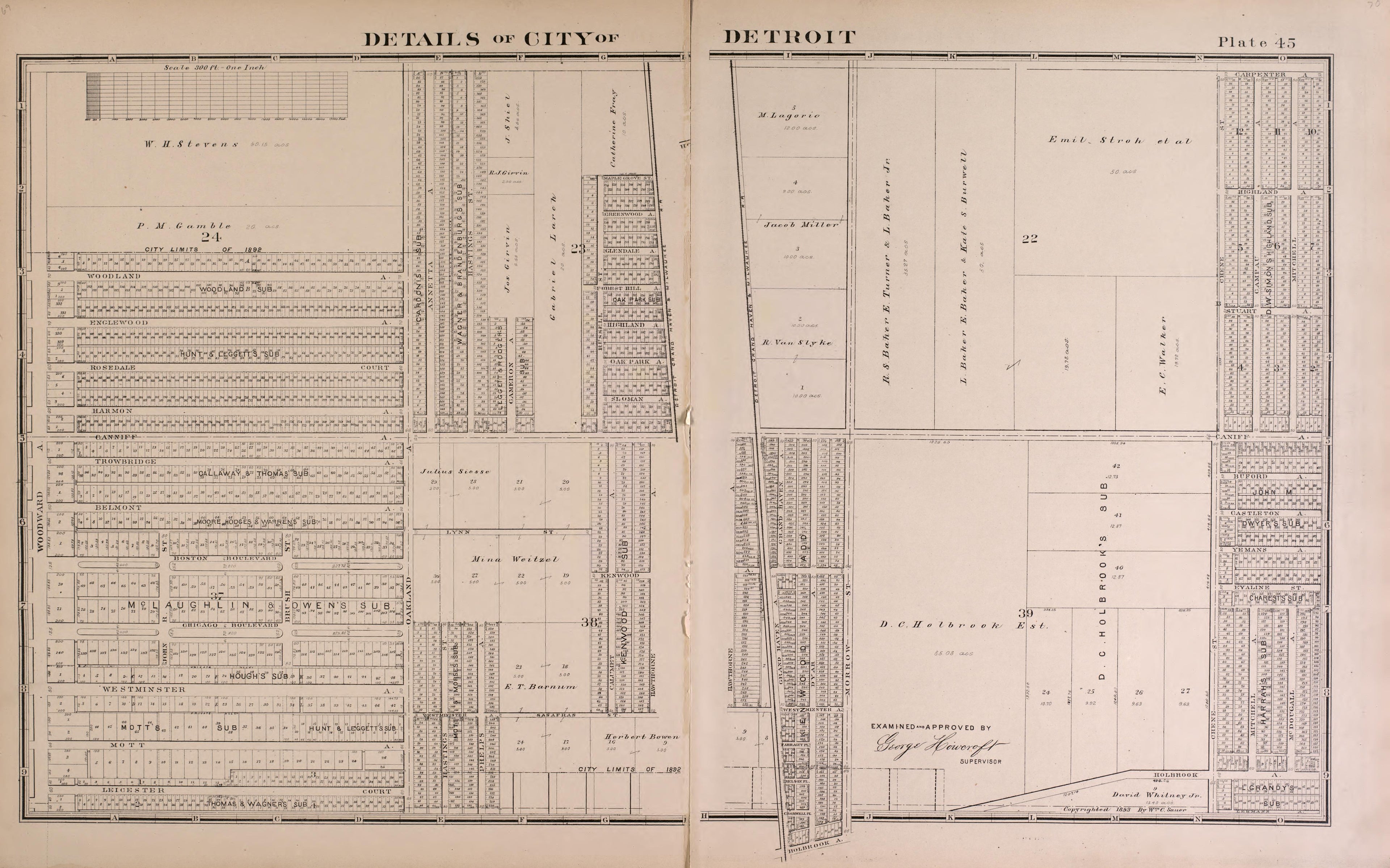 Details of City of Detroit Addition of 1891 - 5 from Detailed Official Atlas of Wayne County, Michigan : Containing General Maps of Wayne County and City of Detroit, General Township Maps ... : Also Detail Plats of All Recorded Subdivisions and Additi... by Relic Map Company