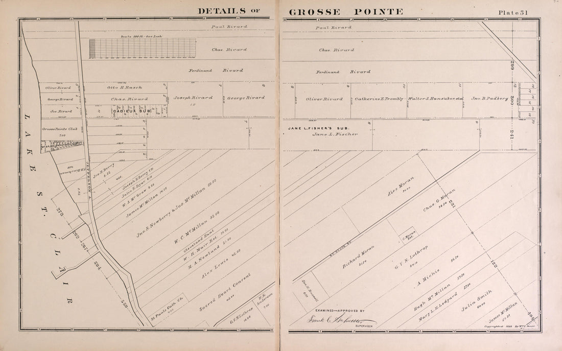 Details of Grosse Pointe - 5 from Detailed Official Atlas of Wayne County, Michigan : Containing General Maps of Wayne County and City of Detroit, General Township Maps ... : Also Detail Plats of All Recorded Subdivisions and Additions … 1893 by Relic Map Company