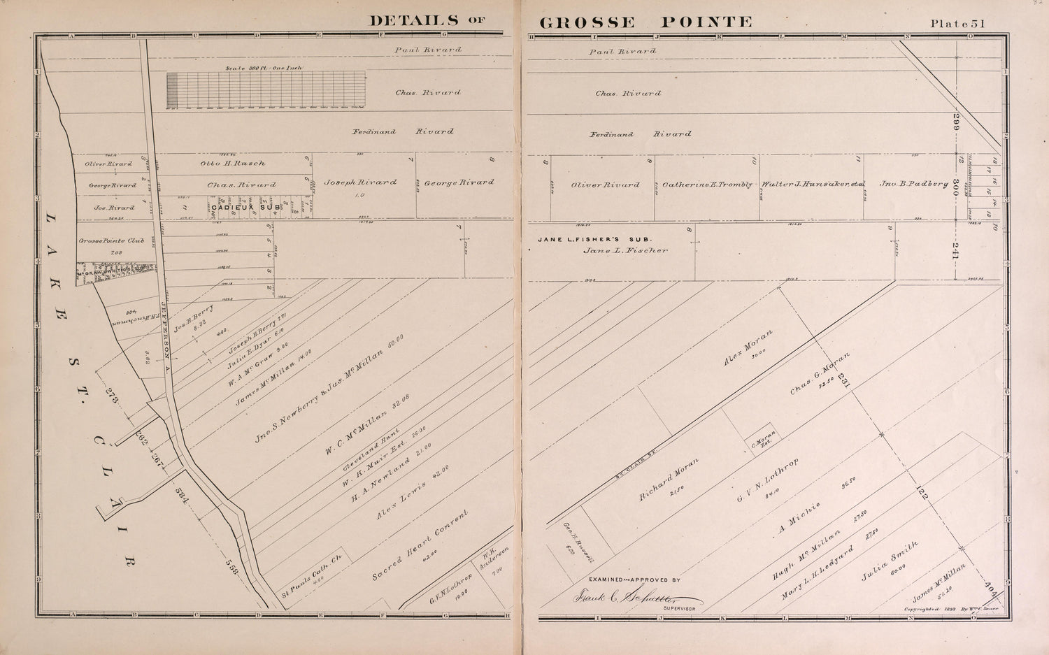 Details of Grosse Pointe - 5 from Detailed Official Atlas of Wayne County, Michigan : Containing General Maps of Wayne County and City of Detroit, General Township Maps ... : Also Detail Plats of All Recorded Subdivisions and Additions … 1893 by Relic Map Company