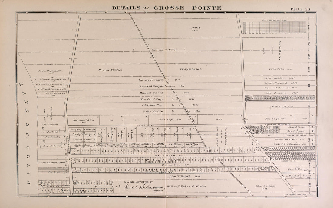Details of Grosse Pointe - 4 from Detailed Official Atlas of Wayne County, Michigan : Containing General Maps of Wayne County and City of Detroit, General Township Maps ... : Also Detail Plats of All Recorded Subdivisions and Additions … 1893 by Relic Map Company
