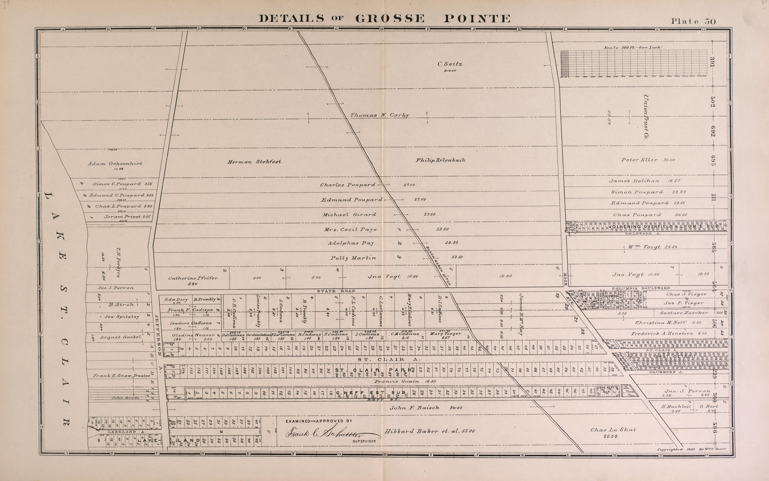 Details of Grosse Pointe - 4 from Detailed Official Atlas of Wayne County, Michigan : Containing General Maps of Wayne County and City of Detroit, General Township Maps ... : Also Detail Plats of All Recorded Subdivisions and Additions … 1893 by Relic Map Company