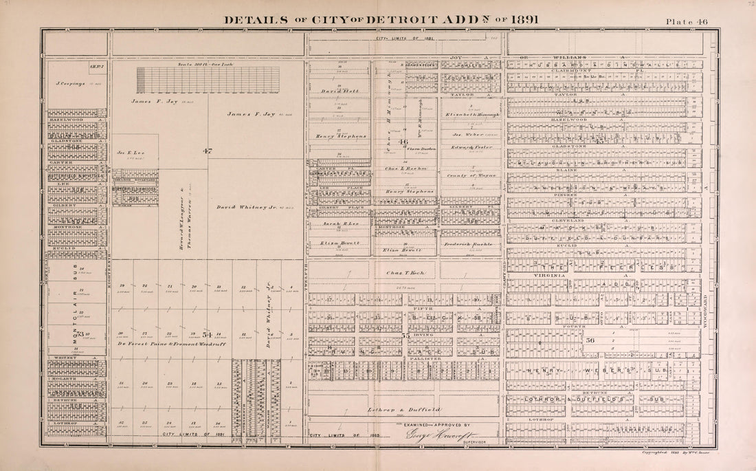 Details of City of Detroit Addition of 1891 - 6 from Detailed Official Atlas of Wayne County, Michigan : Containing General Maps of Wayne County and City of Detroit, General Township Maps ... : Also Detail Plats of All Recorded Subdivisions and Additi... by Relic Map Company