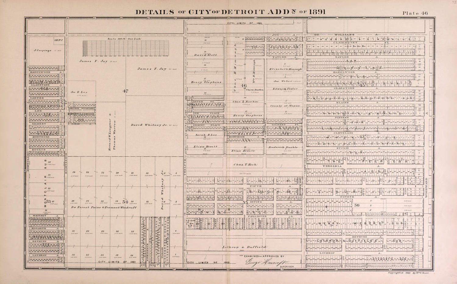 Details of City of Detroit Addition of 1891 - 6 from Detailed Official Atlas of Wayne County, Michigan : Containing General Maps of Wayne County and City of Detroit, General Township Maps ... : Also Detail Plats of All Recorded Subdivisions and Additi... by Relic Map Company