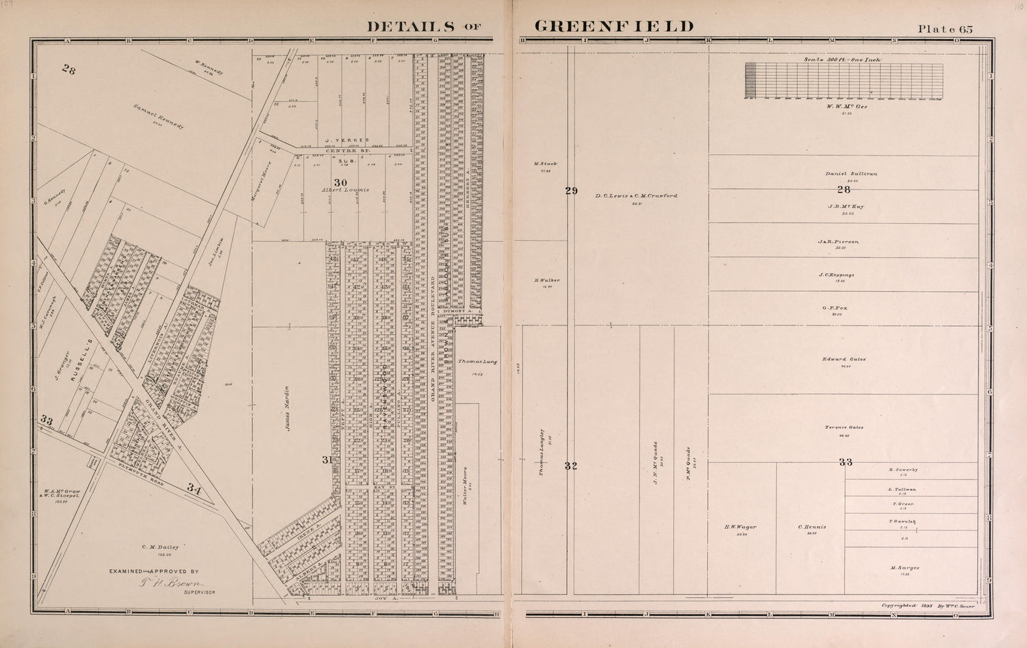 Details of Greenfield - 3 from Detailed Official Atlas of Wayne County, Michigan : Containing General Maps of Wayne County and City of Detroit, General Township Maps ... : Also Detail Plats of All Recorded Subdivisions and Additions … 1893 by Relic Map Company