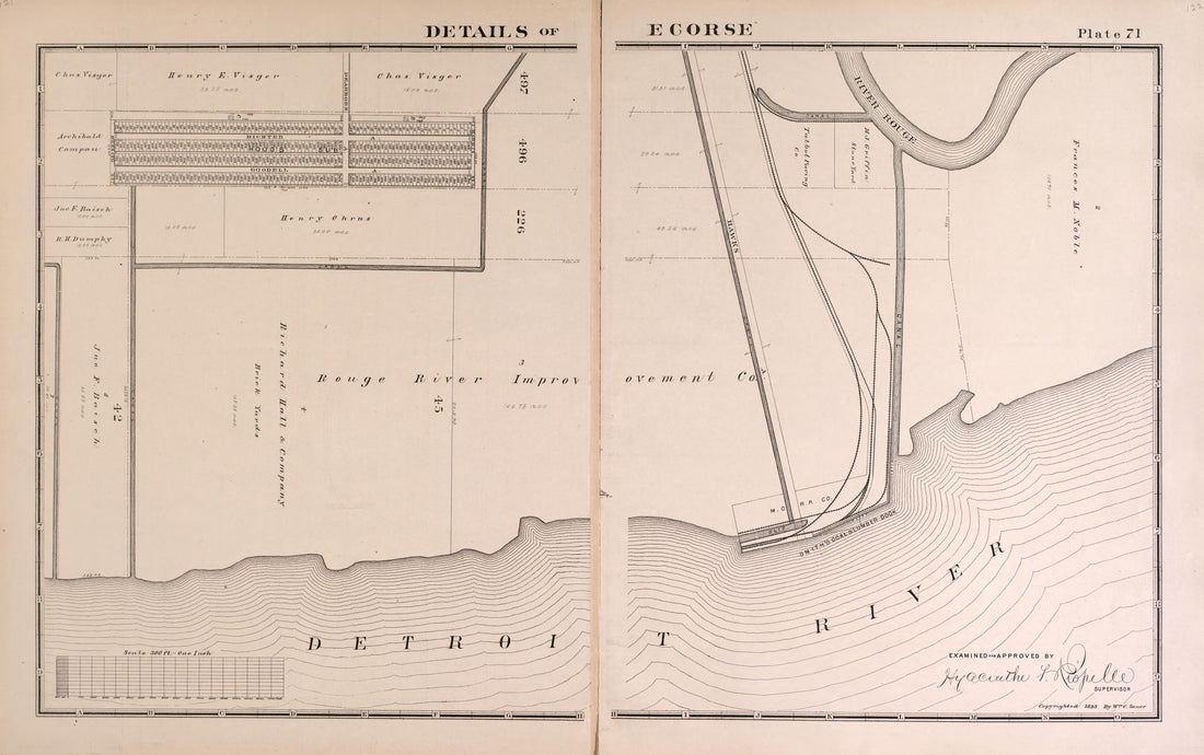 Details of Ecorse - 1 from Detailed Official Atlas of Wayne County, Michigan : Containing General Maps of Wayne County and City of Detroit, General Township Maps ... : Also Detail Plats of All Recorded Subdivisions and Additions … 1893 by Relic Map Company