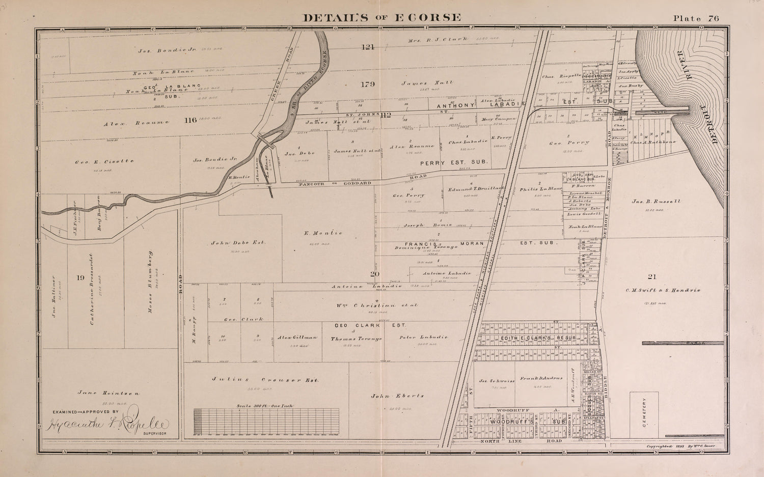 Details of Ecorse - 6 from Detailed Official Atlas of Wayne County, Michigan : Containing General Maps of Wayne County and City of Detroit, General Township Maps ... : Also Detail Plats of All Recorded Subdivisions and Additions … 1893 by Relic Map Company
