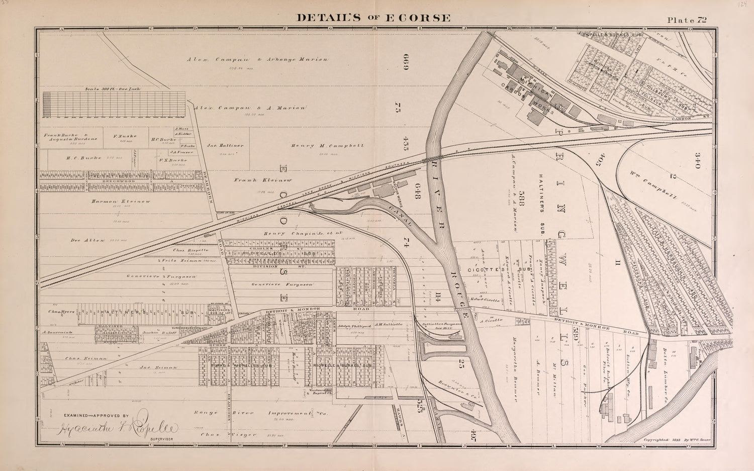 Details of Ecorse - 2 from Detailed Official Atlas of Wayne County, Michigan : Containing General Maps of Wayne County and City of Detroit, General Township Maps ... : Also Detail Plats of All Recorded Subdivisions and Additions … 1893 by Relic Map Company