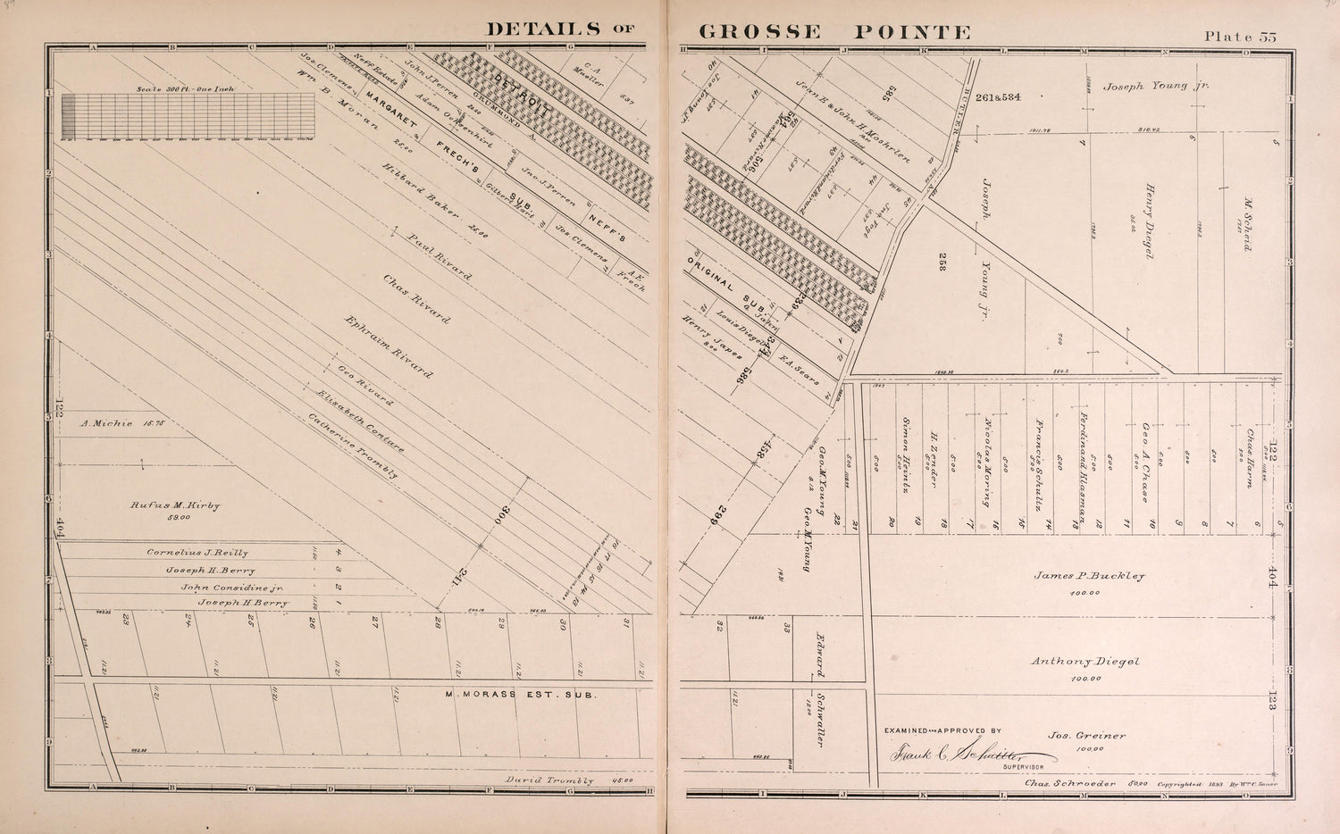 Details of Grosse Pointe - 9 from Detailed Official Atlas of Wayne County, Michigan : Containing General Maps of Wayne County and City of Detroit, General Township Maps ... : Also Detail Plats of All Recorded Subdivisions and Additions … 1893 by Relic Map Company