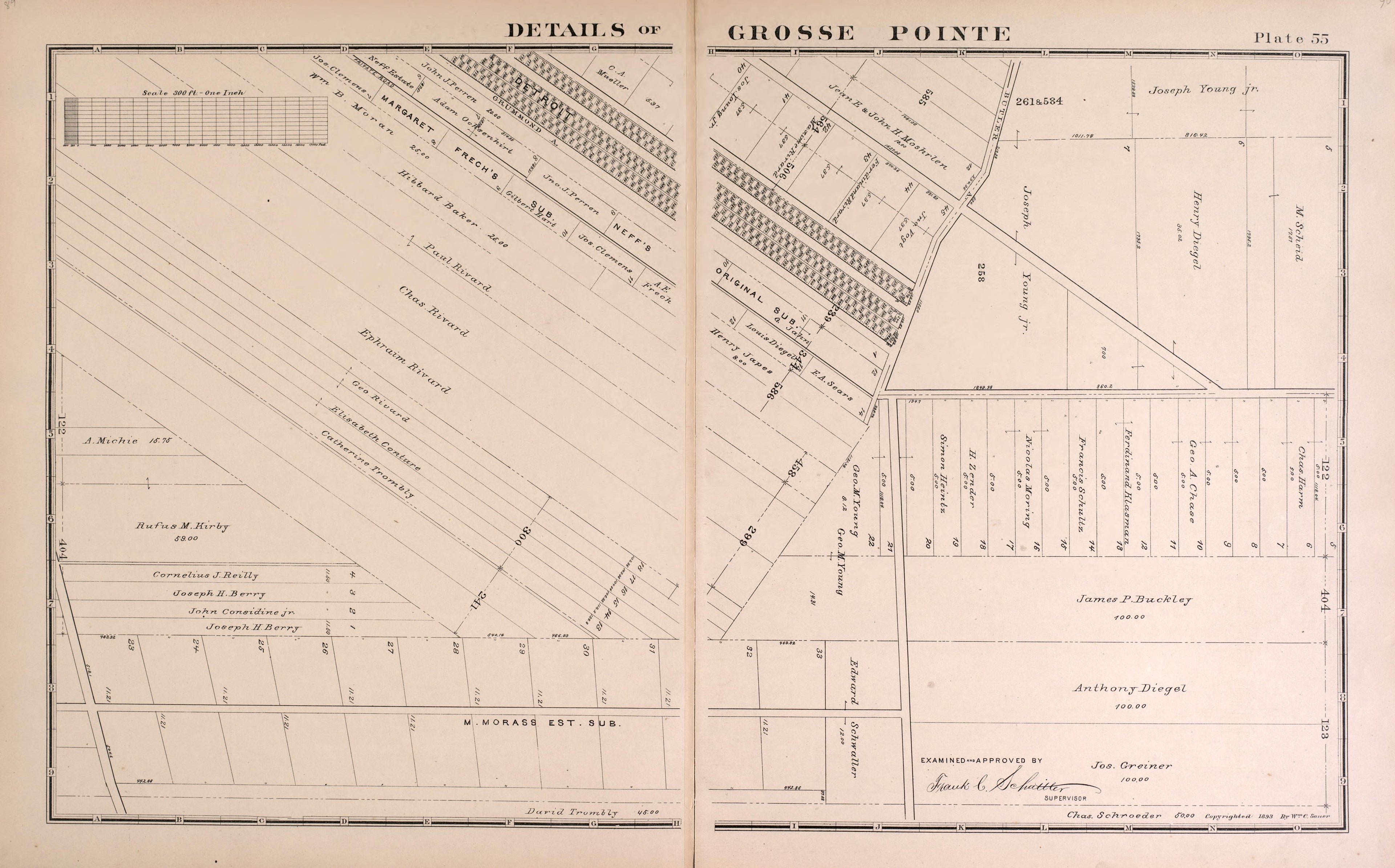 Details of Grosse Pointe - 9 from Detailed Official Atlas of Wayne County, Michigan : Containing General Maps of Wayne County and City of Detroit, General Township Maps ... : Also Detail Plats of All Recorded Subdivisions and Additions … 1893 by Relic Map Company