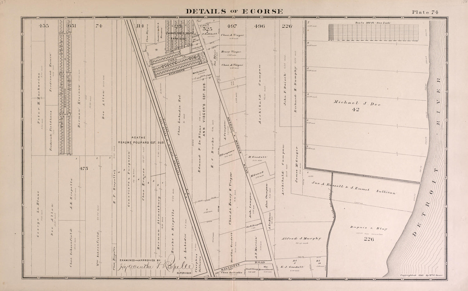 Details of Ecorse - 4 from Detailed Official Atlas of Wayne County, Michigan : Containing General Maps of Wayne County and City of Detroit, General Township Maps ... : Also Detail Plats of All Recorded Subdivisions and Additions … 1893 by Relic Map Company