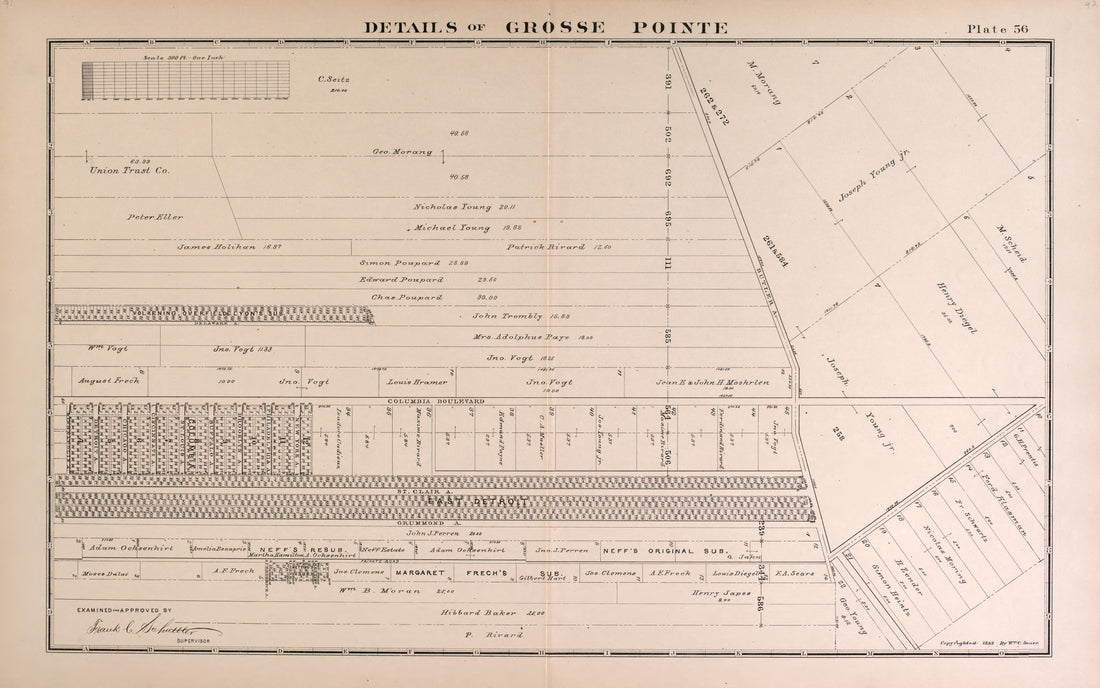 Details of Grosse Pointe - 10 from Detailed Official Atlas of Wayne County, Michigan : Containing General Maps of Wayne County and City of Detroit, General Township Maps ... : Also Detail Plats of All Recorded Subdivisions and Additions … 1893 by Relic Map Company