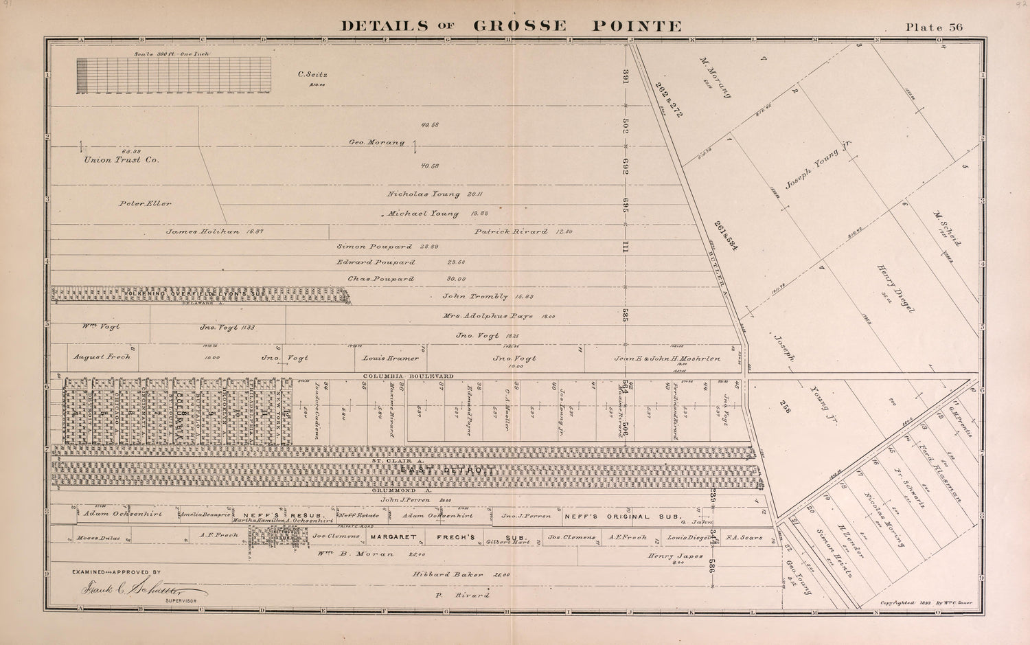 Details of Grosse Pointe - 10 from Detailed Official Atlas of Wayne County, Michigan : Containing General Maps of Wayne County and City of Detroit, General Township Maps ... : Also Detail Plats of All Recorded Subdivisions and Additions … 1893 by Relic Map Company
