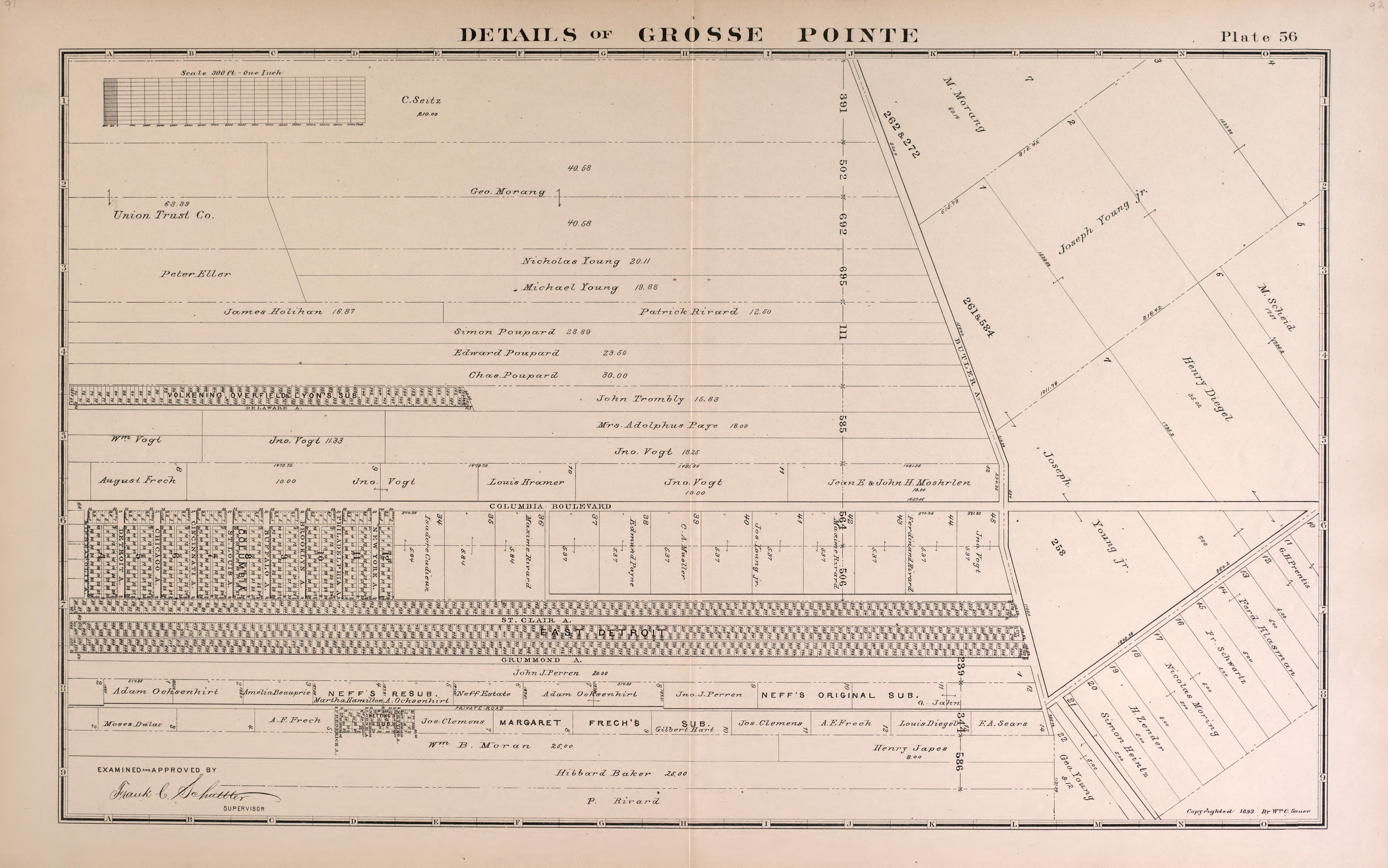 Details of Grosse Pointe - 10 from Detailed Official Atlas of Wayne County, Michigan : Containing General Maps of Wayne County and City of Detroit, General Township Maps ... : Also Detail Plats of All Recorded Subdivisions and Additions … 1893 by Relic Map Company