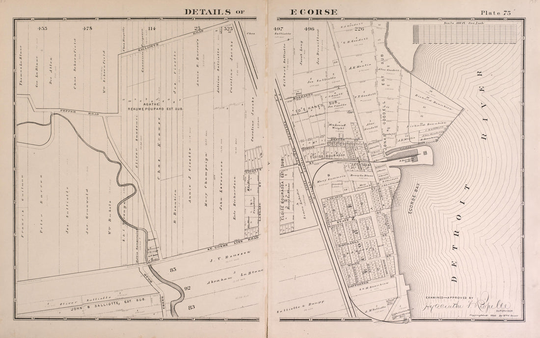 Details of Ecorse - 5 from Detailed Official Atlas of Wayne County, Michigan : Containing General Maps of Wayne County and City of Detroit, General Township Maps ... : Also Detail Plats of All Recorded Subdivisions and Additions … 1893 by Relic Map Company