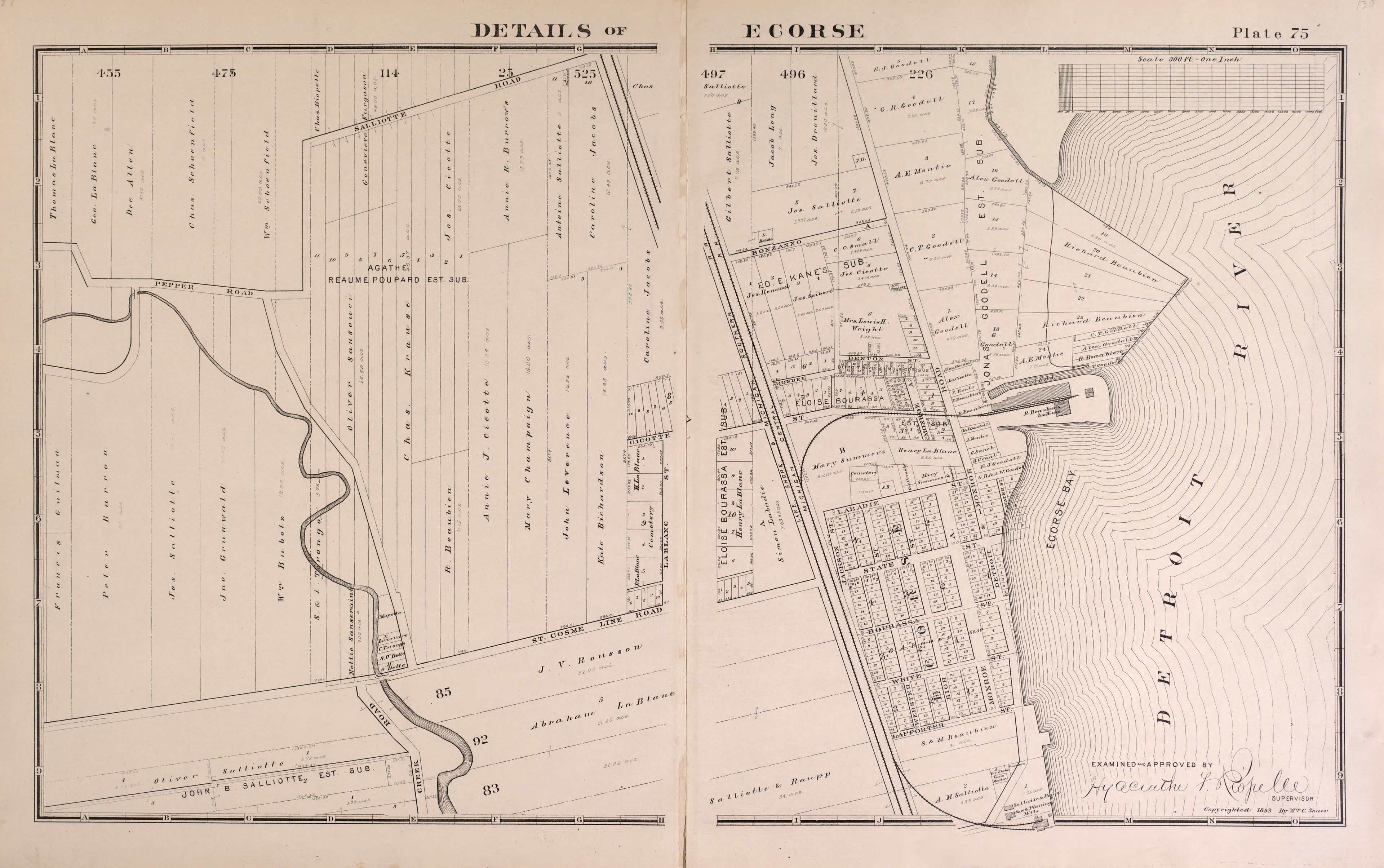 Details of Ecorse - 5 from Detailed Official Atlas of Wayne County, Michigan : Containing General Maps of Wayne County and City of Detroit, General Township Maps ... : Also Detail Plats of All Recorded Subdivisions and Additions … 1893 by Relic Map Company