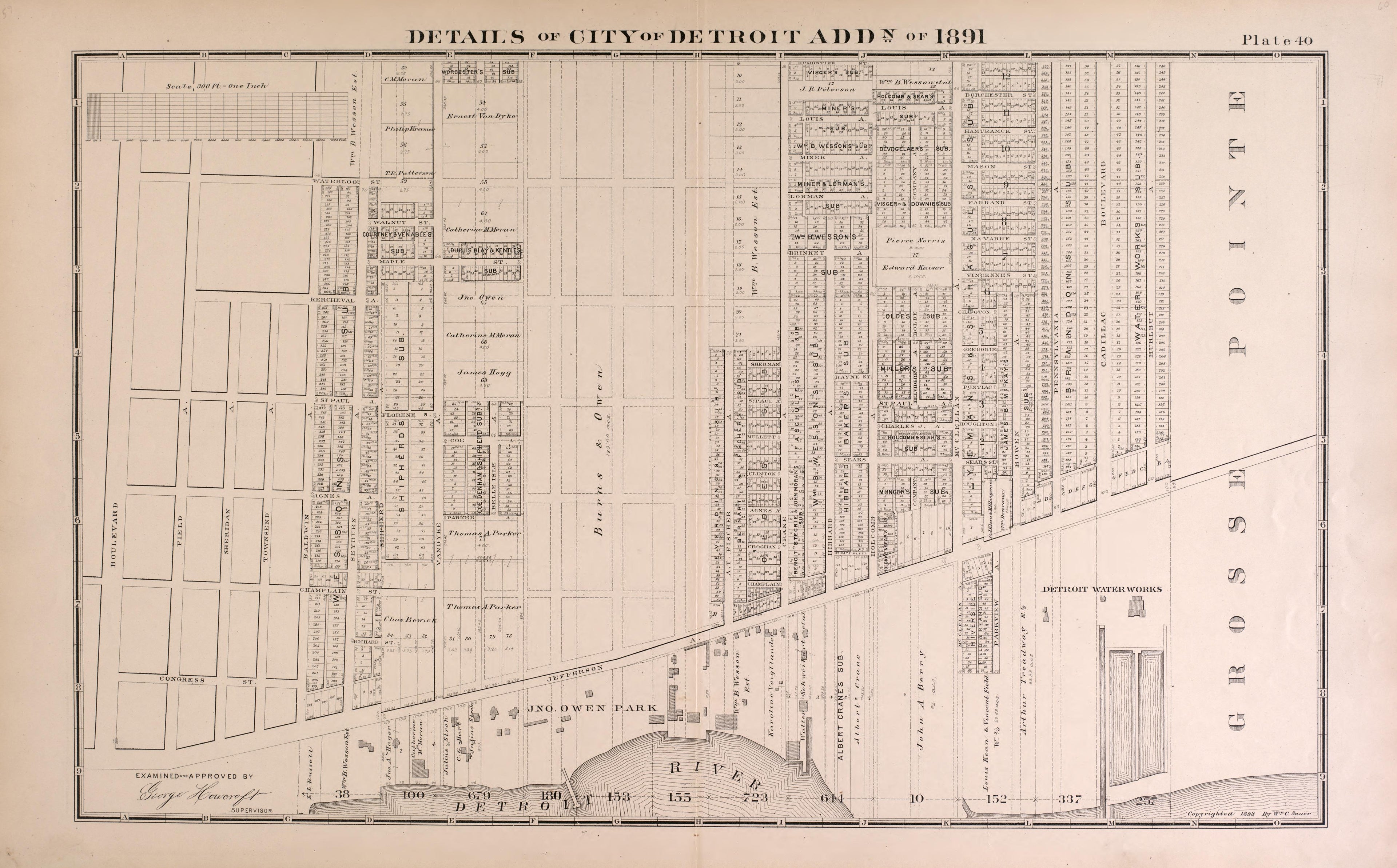 Details of City of Detroit Addition of 1891 - 1 from Detailed Official Atlas of Wayne County, Michigan : Containing General Maps of Wayne County and City of Detroit, General Township Maps ... : Also Detail Plats of All Recorded Subdivisions and Additi... by Relic Map Company