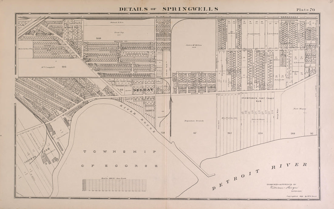 Details of Springwells - 5 from Detailed Official Atlas of Wayne County, Michigan : Containing General Maps of Wayne County and City of Detroit, General Township Maps ... : Also Detail Plats of All Recorded Subdivisions and Additions … 1893 by Relic Map Company