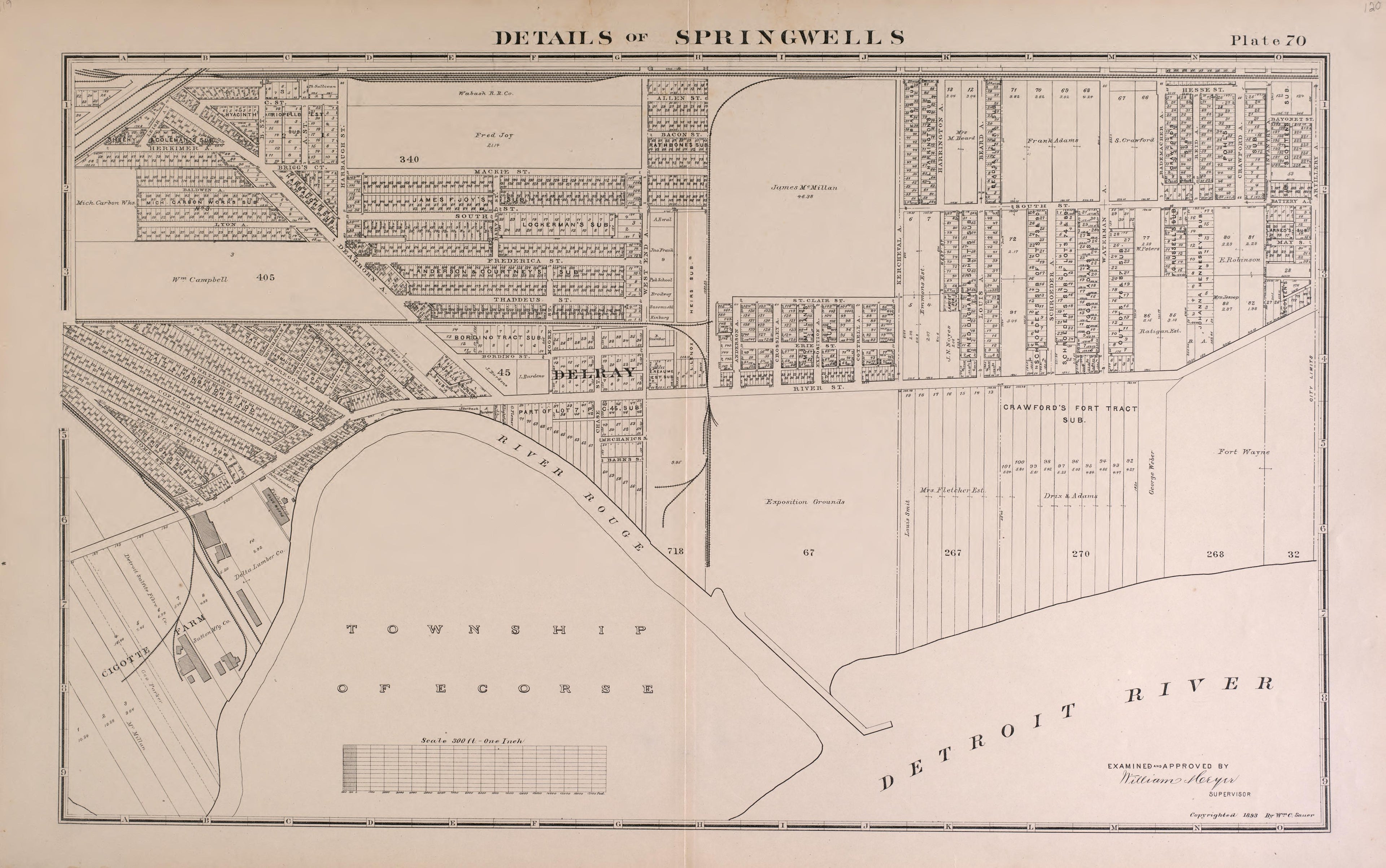 Details of Springwells - 5 from Detailed Official Atlas of Wayne County, Michigan : Containing General Maps of Wayne County and City of Detroit, General Township Maps ... : Also Detail Plats of All Recorded Subdivisions and Additions … 1893 by Relic Map Company