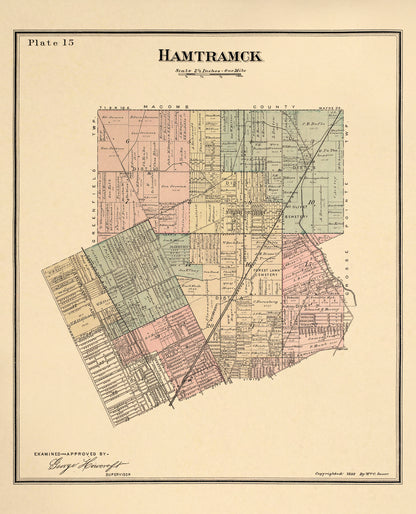 Hamtramck Township from Detailed Official Atlas of Wayne County, Michigan : Containing General Maps of Wayne County and City of Detroit, General Township Maps ... : Also Detail Plats of All Recorded Subdivisions and Additions … 1893