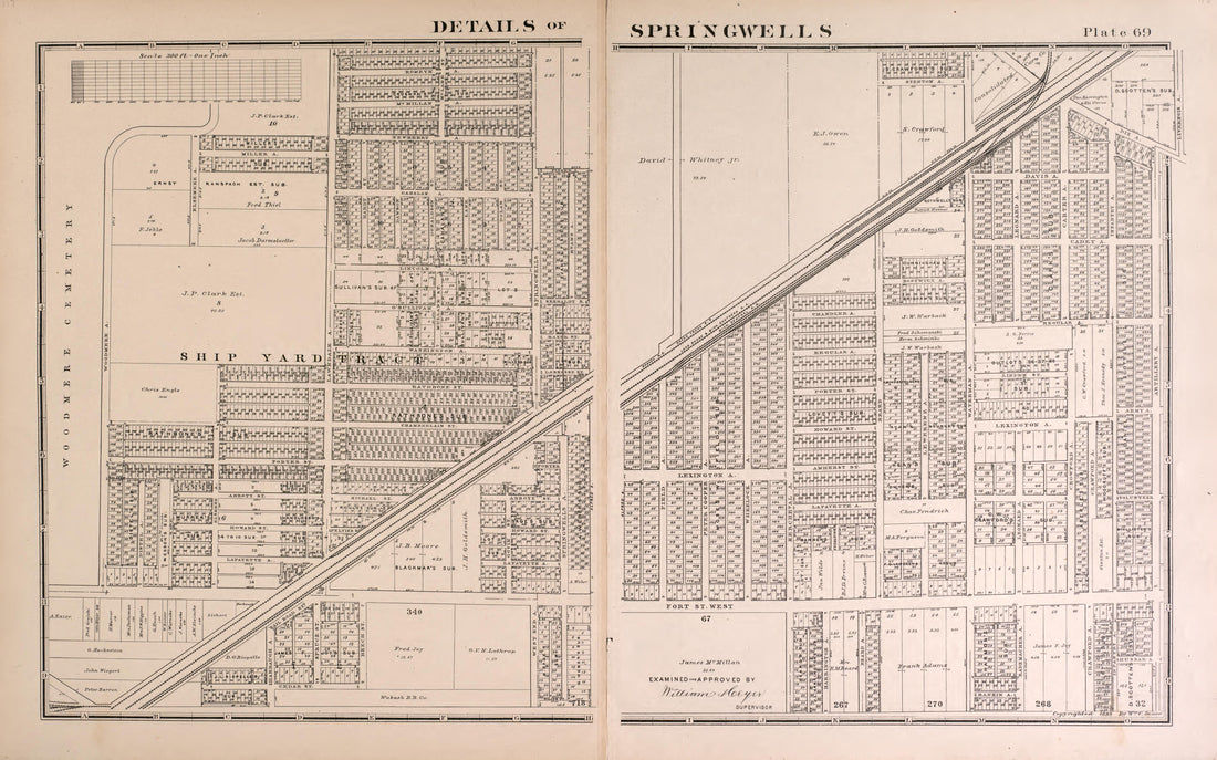 Details of Springwells - 4 from Detailed Official Atlas of Wayne County, Michigan : Containing General Maps of Wayne County and City of Detroit, General Township Maps ... : Also Detail Plats of All Recorded Subdivisions and Additions … 1893 by Relic Map Company
