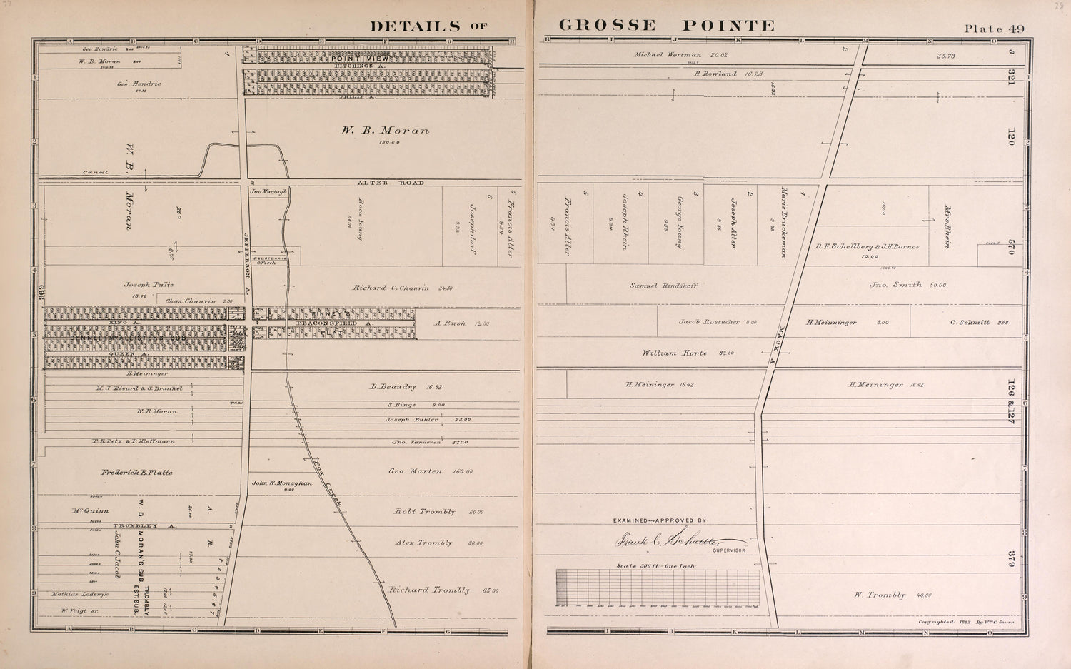 Details of Grosse Pointe - 3 from Detailed Official Atlas of Wayne County, Michigan : Containing General Maps of Wayne County and City of Detroit, General Township Maps ... : Also Detail Plats of All Recorded Subdivisions and Additions … 1893 by Relic Map Company