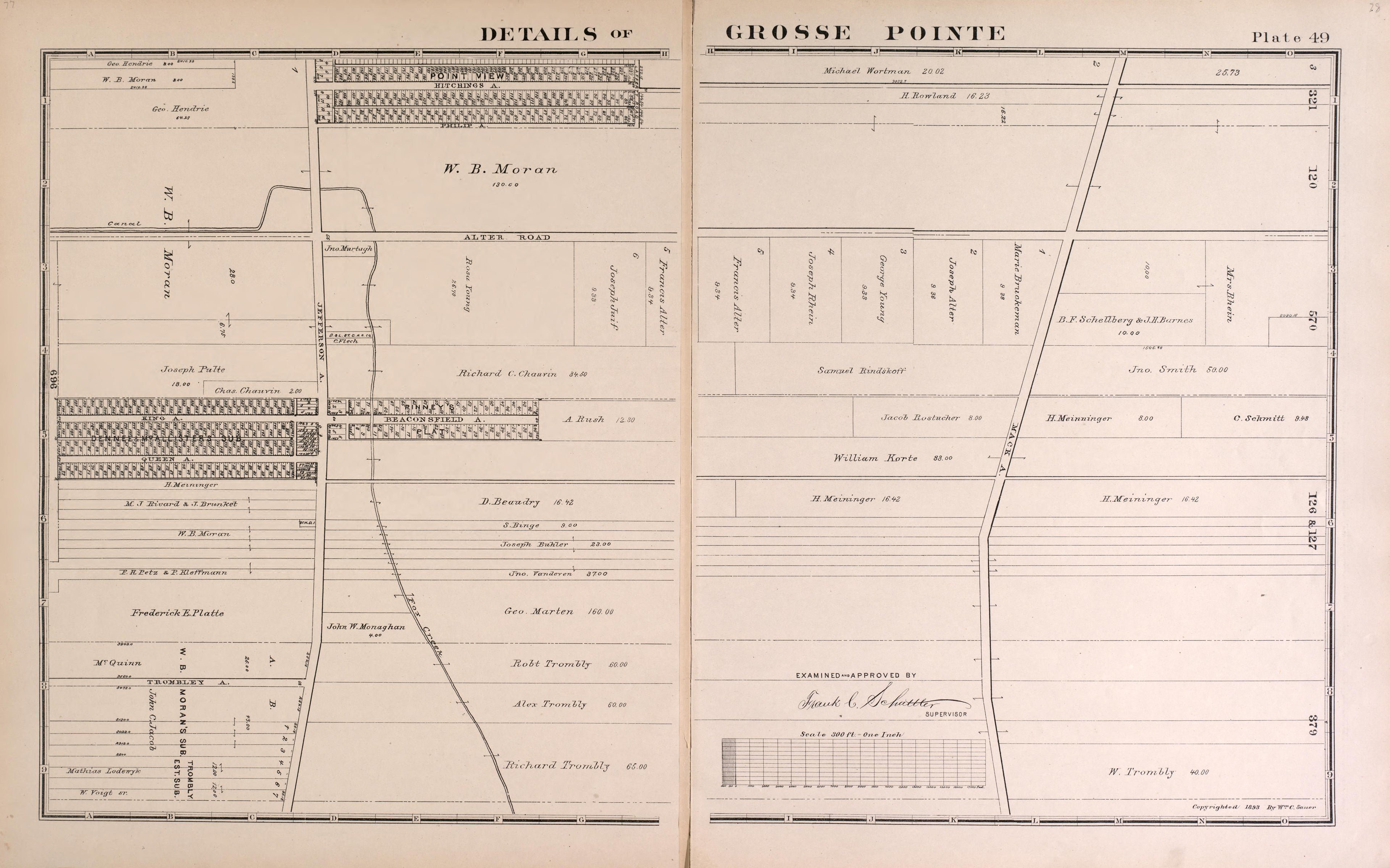 Details of Grosse Pointe - 3 from Detailed Official Atlas of Wayne County, Michigan : Containing General Maps of Wayne County and City of Detroit, General Township Maps ... : Also Detail Plats of All Recorded Subdivisions and Additions … 1893 by Relic Map Company