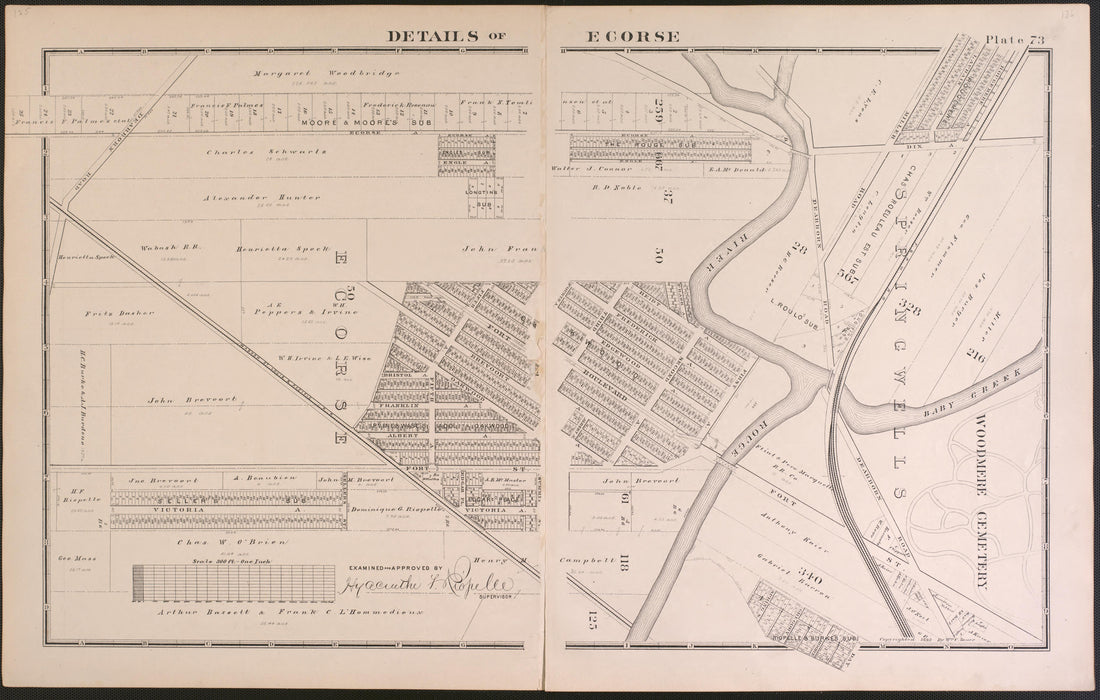 Details of Ecorse - 3 from Detailed Official Atlas of Wayne County, Michigan : Containing General Maps of Wayne County and City of Detroit, General Township Maps ... : Also Detail Plats of All Recorded Subdivisions and Additions … 1893 by Relic Map Company
