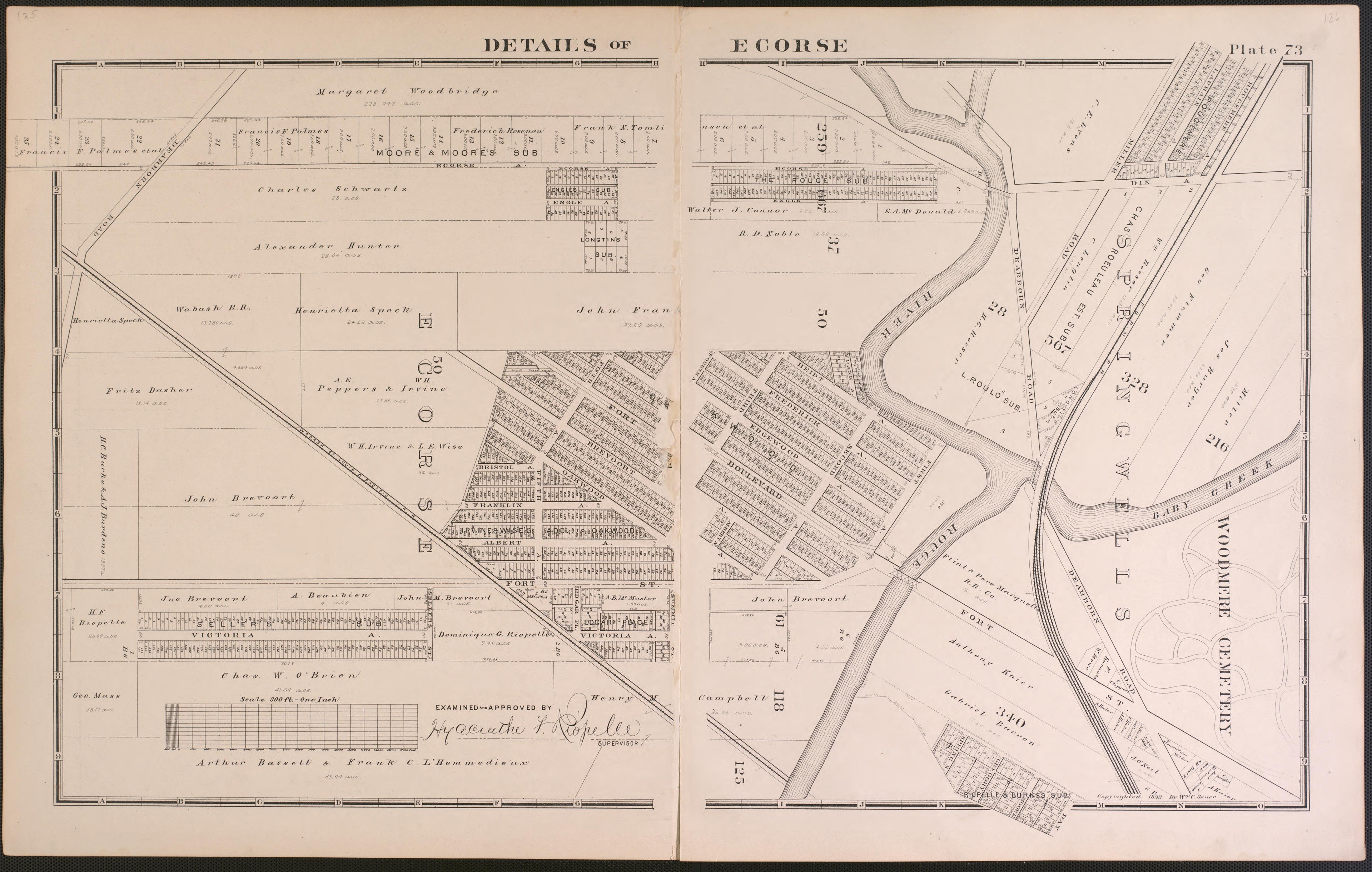 Details of Ecorse - 3 from Detailed Official Atlas of Wayne County, Michigan : Containing General Maps of Wayne County and City of Detroit, General Township Maps ... : Also Detail Plats of All Recorded Subdivisions and Additions … 1893 by Relic Map Company