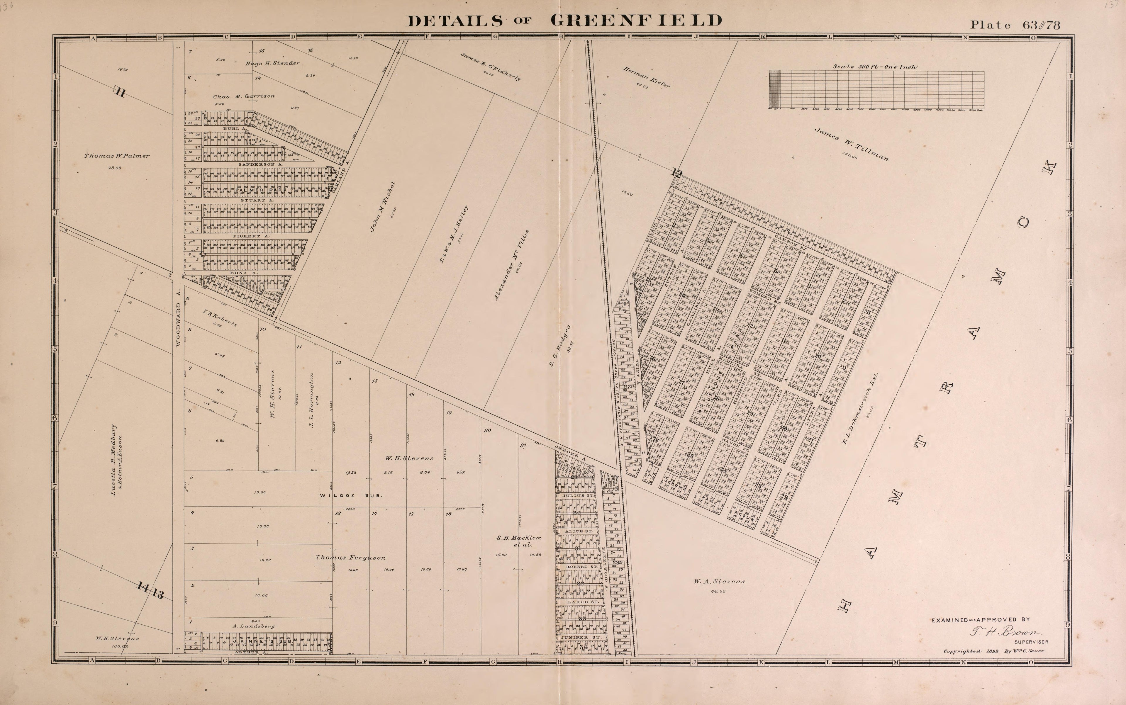Details of Greenwood - 4 from Detailed Official Atlas of Wayne County, Michigan : Containing General Maps of Wayne County and City of Detroit, General Township Maps ... : Also Detail Plats of All Recorded Subdivisions and Additions … 1893 by Relic Map Company