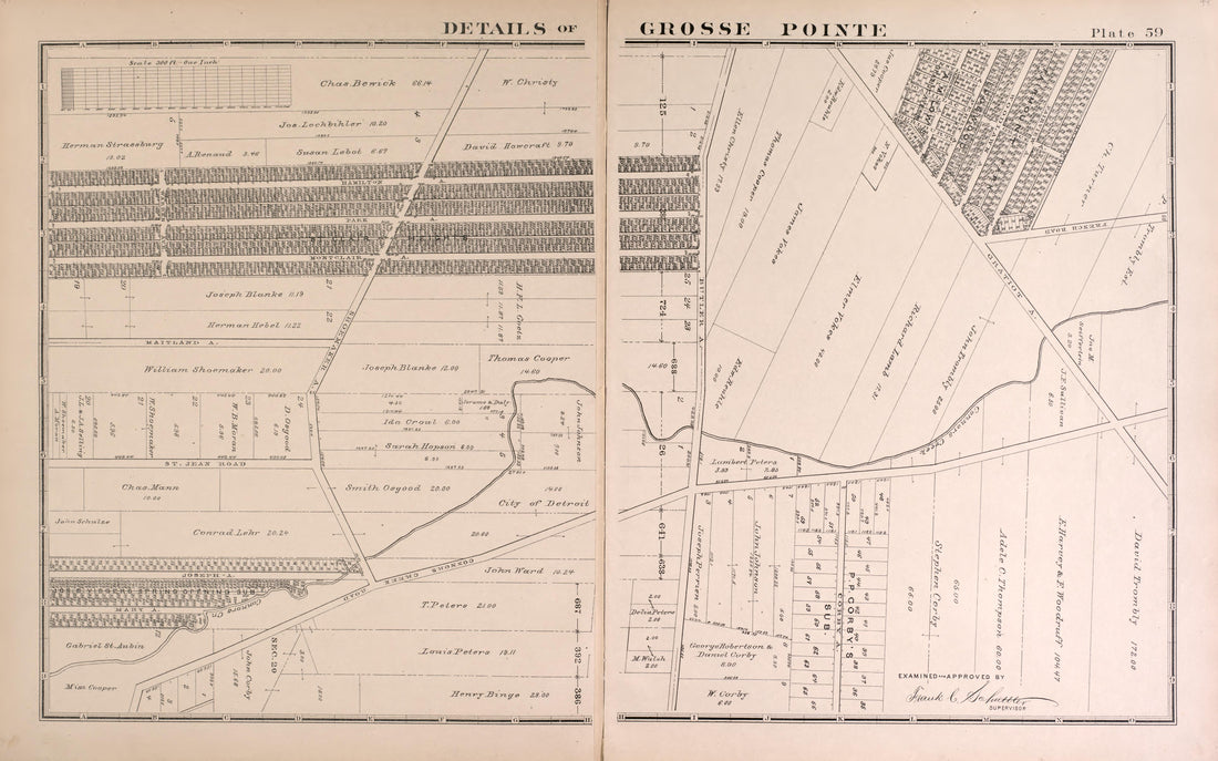 Details of Grosse Pointe - 13 from Detailed Official Atlas of Wayne County, Michigan : Containing General Maps of Wayne County and City of Detroit, General Township Maps ... : Also Detail Plats of All Recorded Subdivisions and Additions … 1893 by Relic Map Company