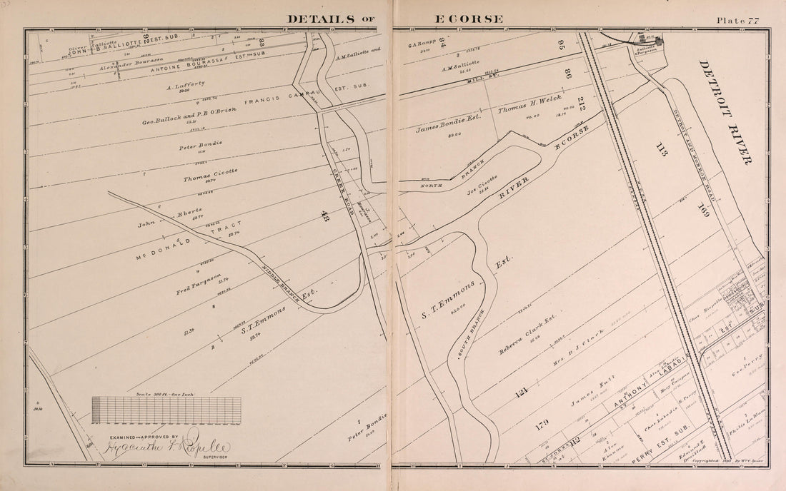Details of Ecorse - 7 from Detailed Official Atlas of Wayne County, Michigan : Containing General Maps of Wayne County and City of Detroit, General Township Maps ... : Also Detail Plats of All Recorded Subdivisions and Additions … 1893 by Relic Map Company