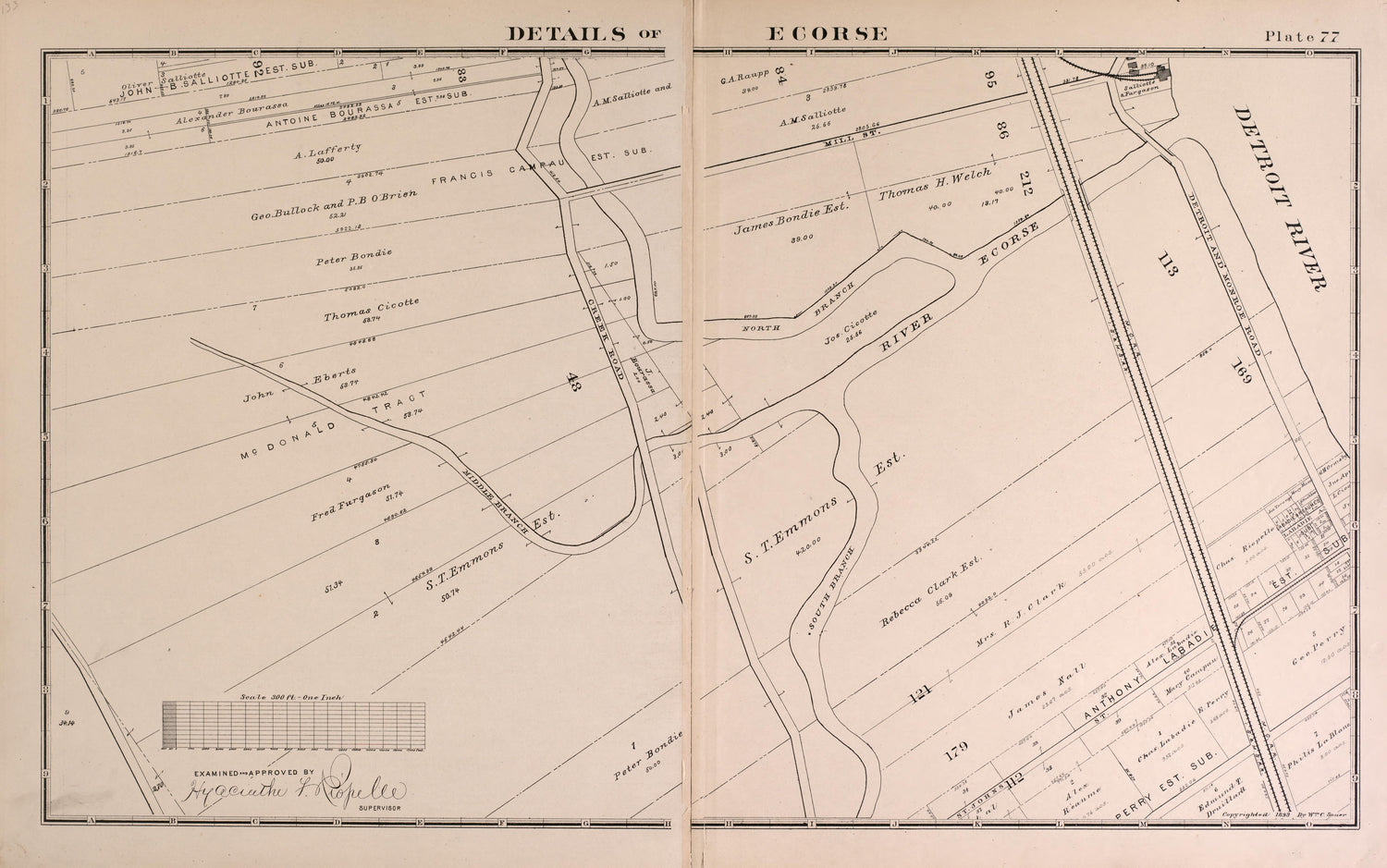 Details of Ecorse - 7 from Detailed Official Atlas of Wayne County, Michigan : Containing General Maps of Wayne County and City of Detroit, General Township Maps ... : Also Detail Plats of All Recorded Subdivisions and Additions … 1893 by Relic Map Company