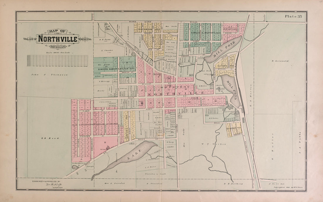 Northville from Detailed Official Atlas of Wayne County, Michigan : Containing General Maps of Wayne County and City of Detroit, General Township Maps ... : Also Detail Plats of All Recorded Subdivisions and Additions … 1893 by Relic Map Company